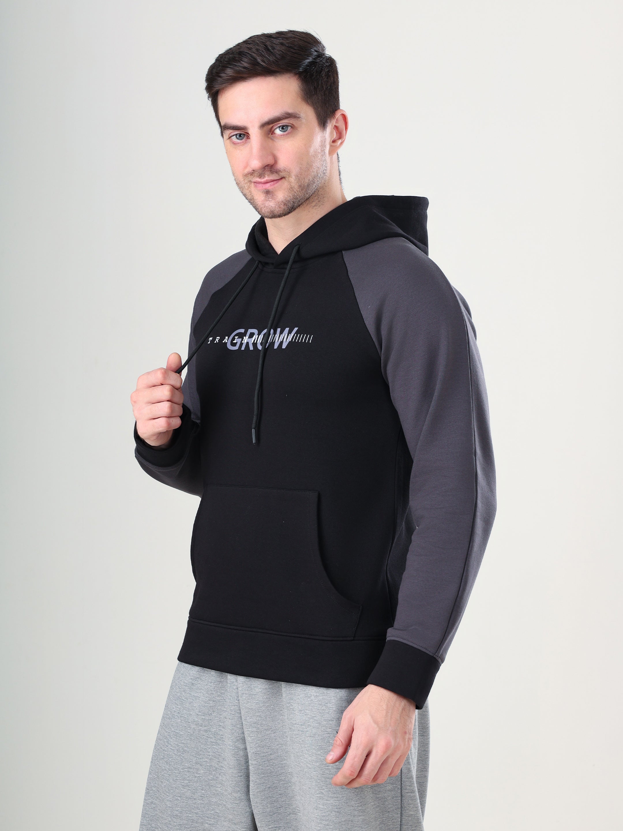 Grow Raglan Comfy Hoodie Black
