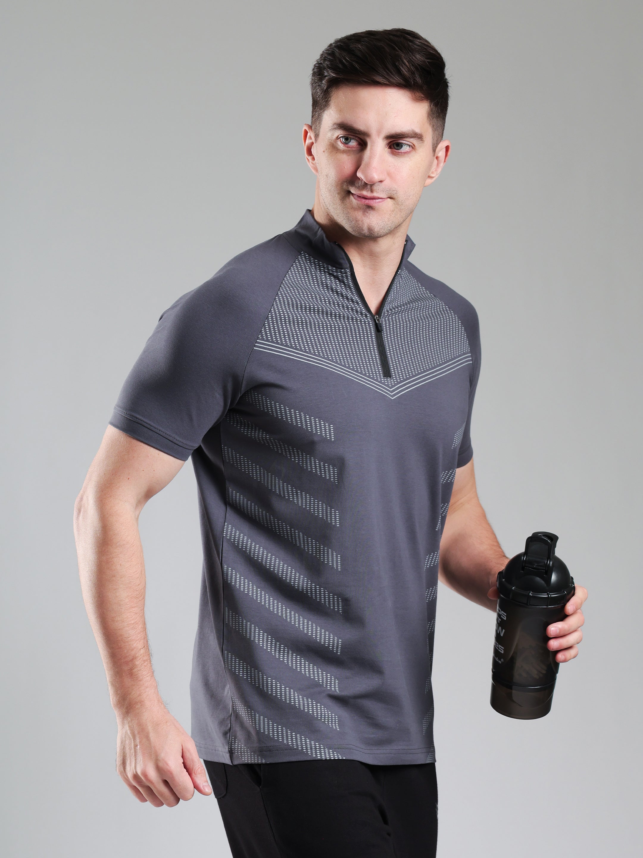 Grow AeroFlex Quarter Zip T-Shirt Dark Grey