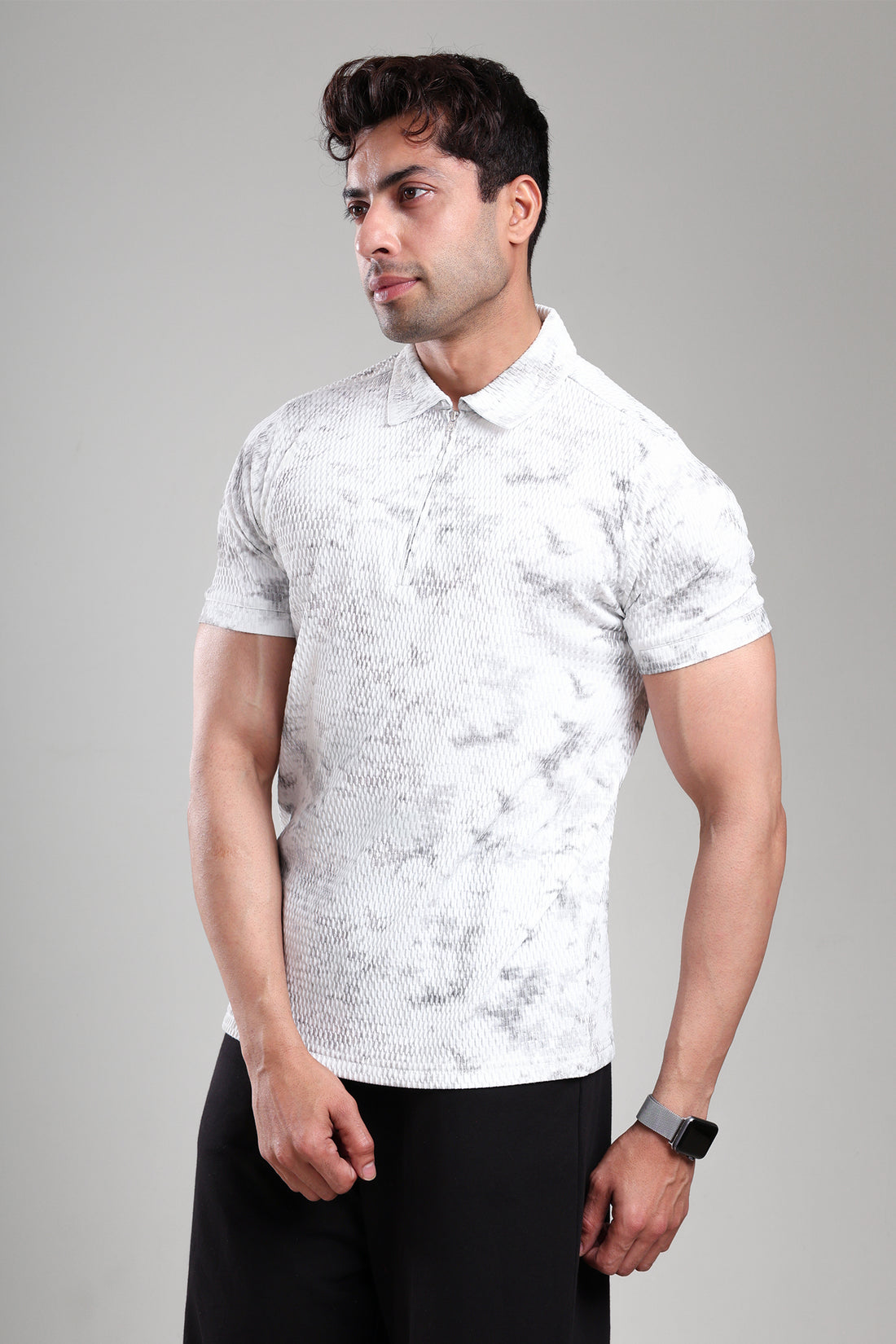 GROW Textured Polo Tee White