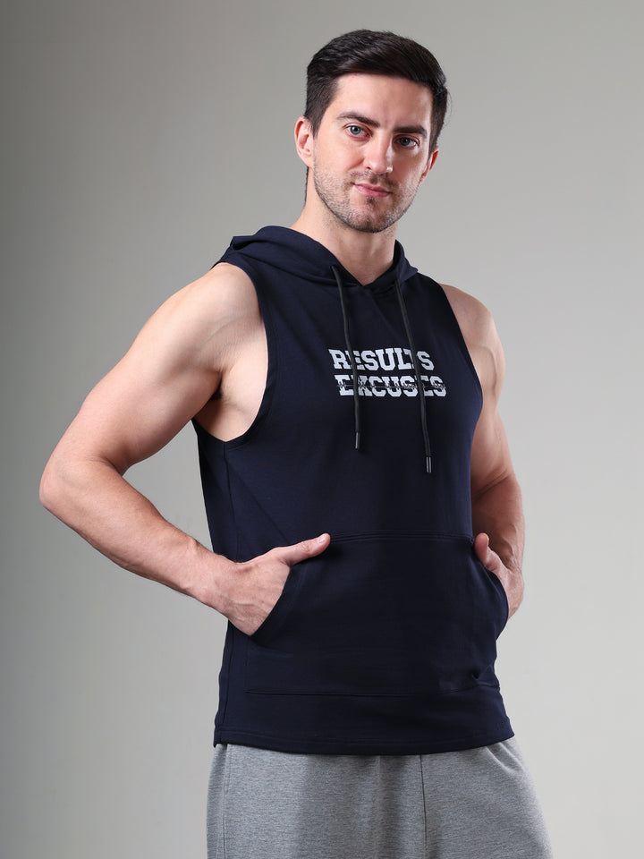 Results Sleeveless Hoodie Navy