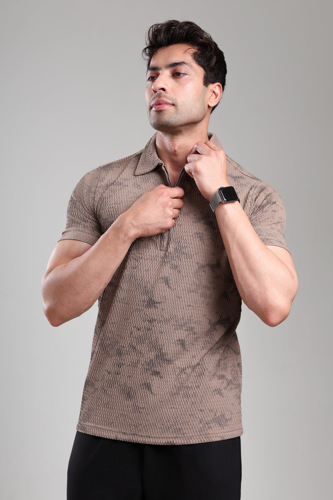 GROW Textured Polo Tee Brown