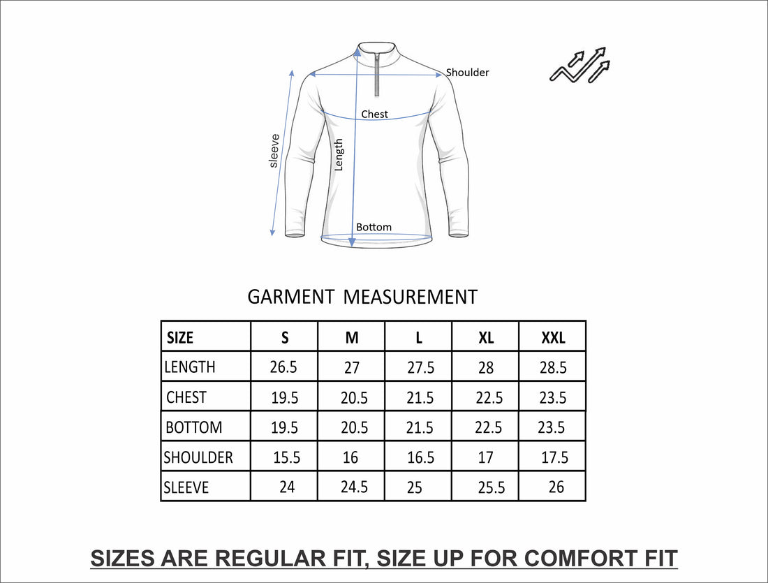 Quarter Zip Solid Full Sleeve T-Shirt (Cotton Feel) Black