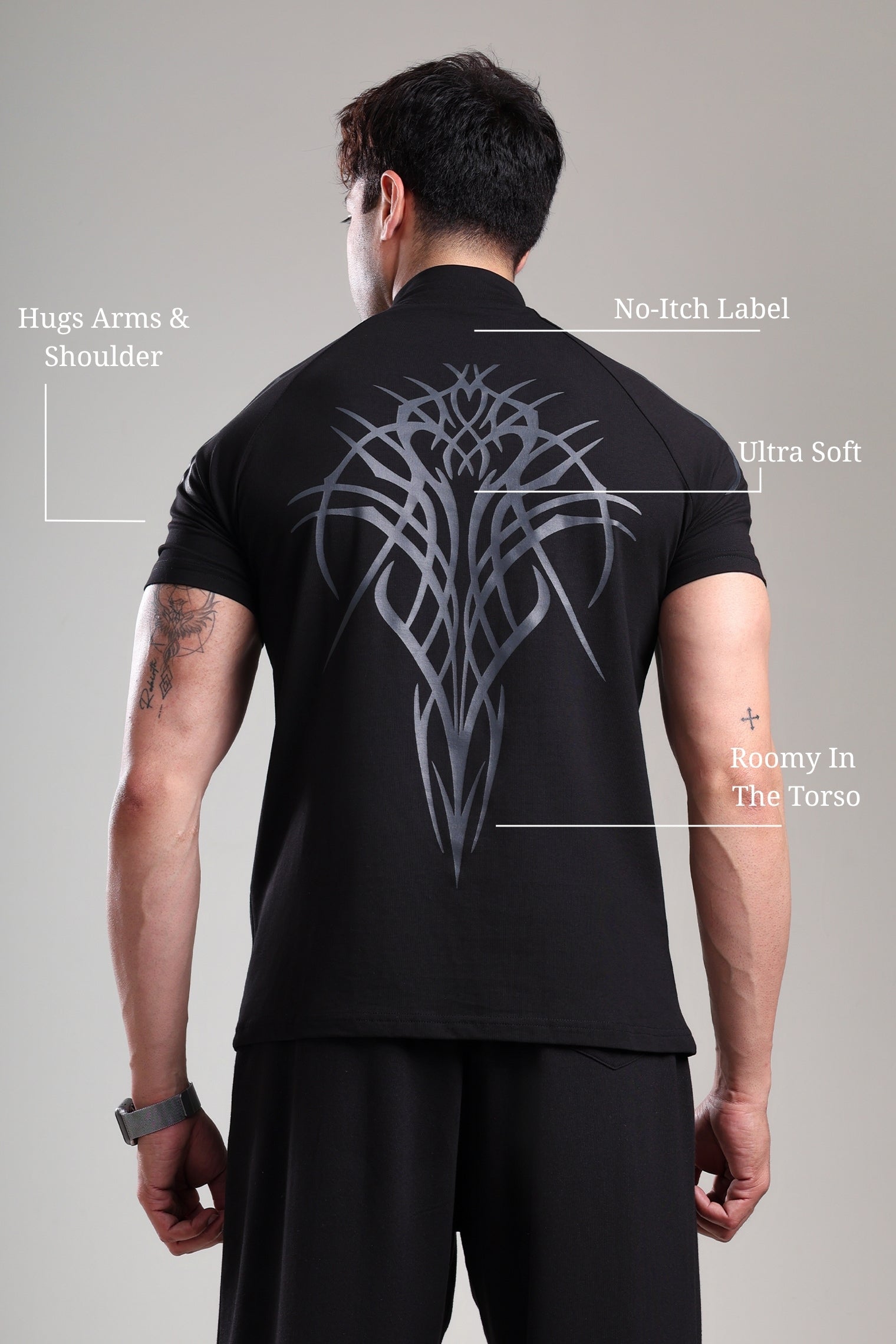 GROW ShadowTribe Zip Tshirt Black