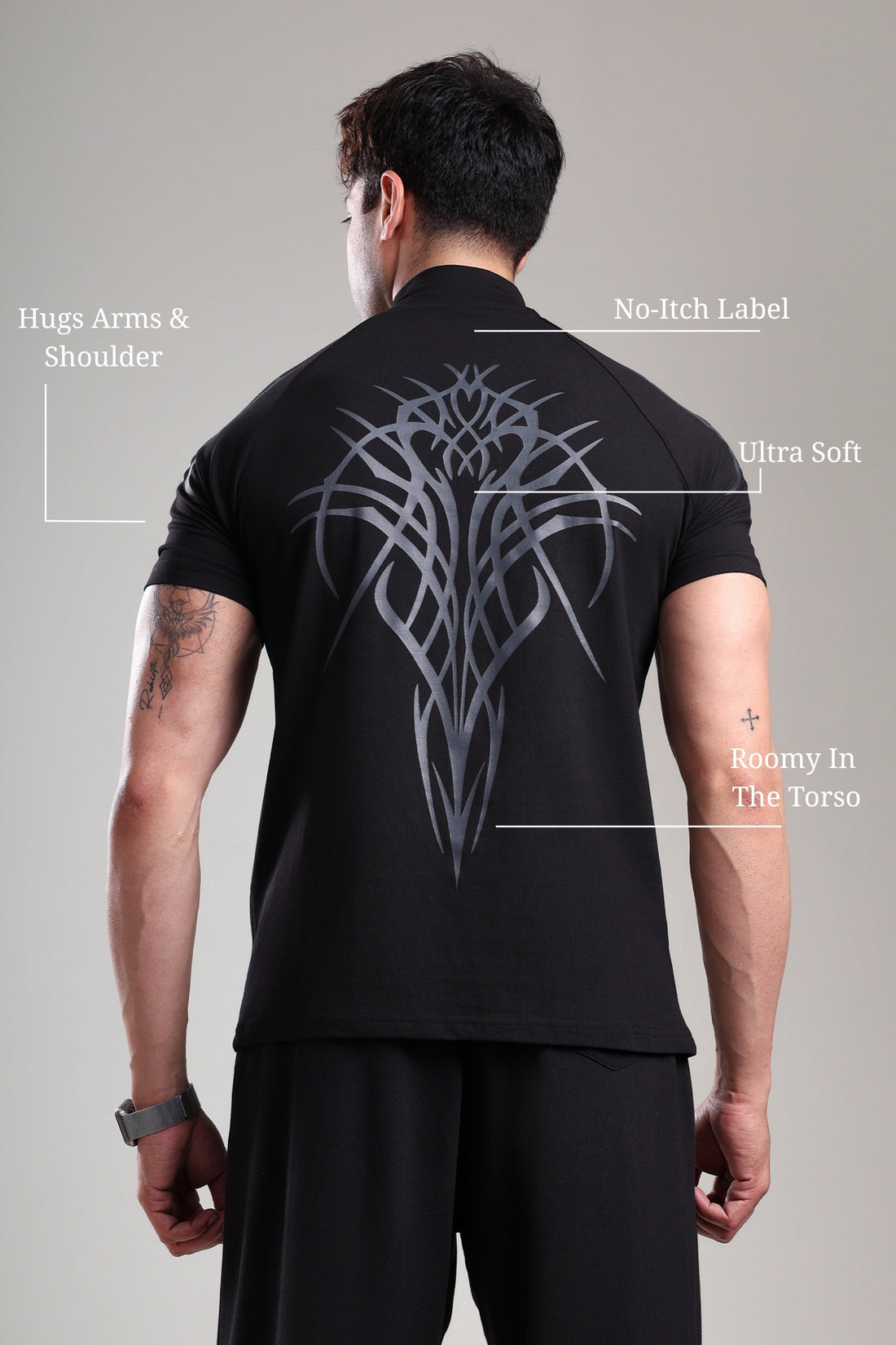 GROW ShadowTribe Zip Tshirt Black
