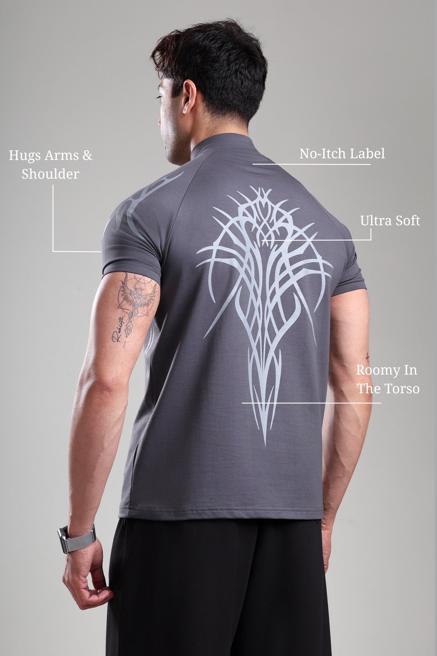 GROW ShadowTribe Zip Tshirt Dark Grey
