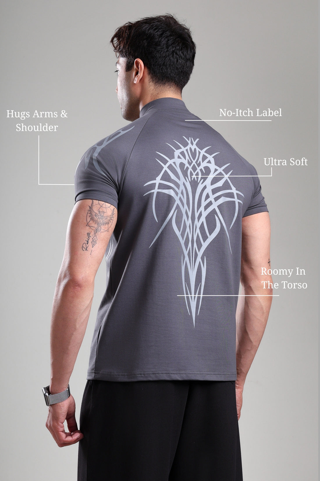 GROW ShadowTribe Zip Tshirt Dark Grey