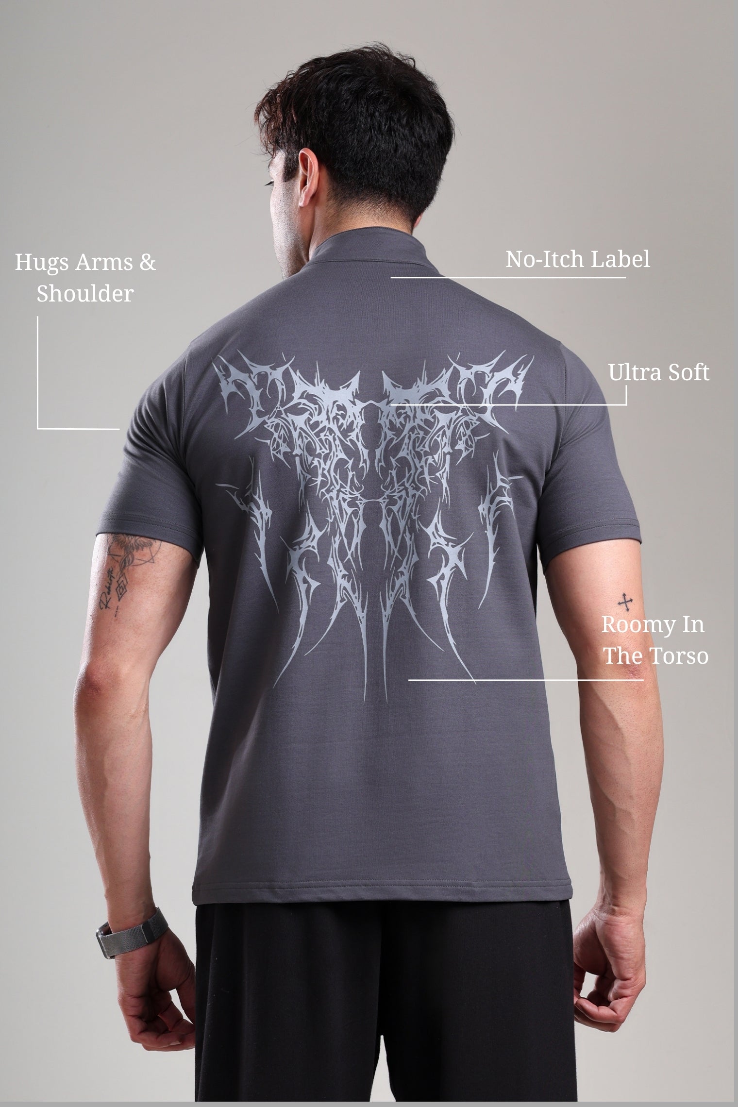 GROW AlphaFlex Quarter Zip Tshirt Dark Grey
