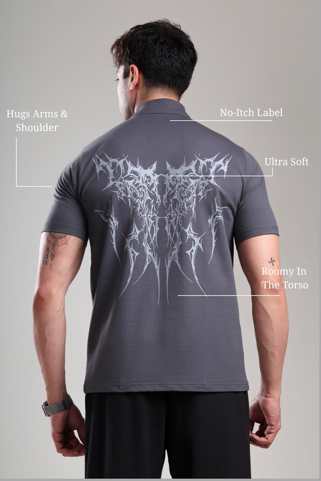 GROW AlphaFlex Quarter Zip Tshirt Dark Grey