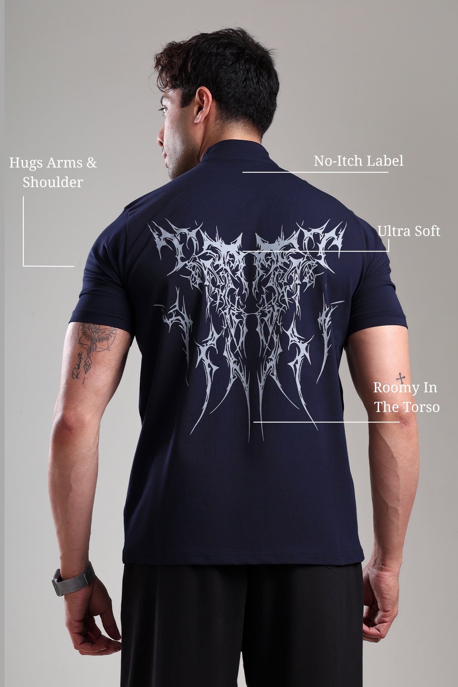 GROW AlphaFlex Quarter Zip Tshirt Navy