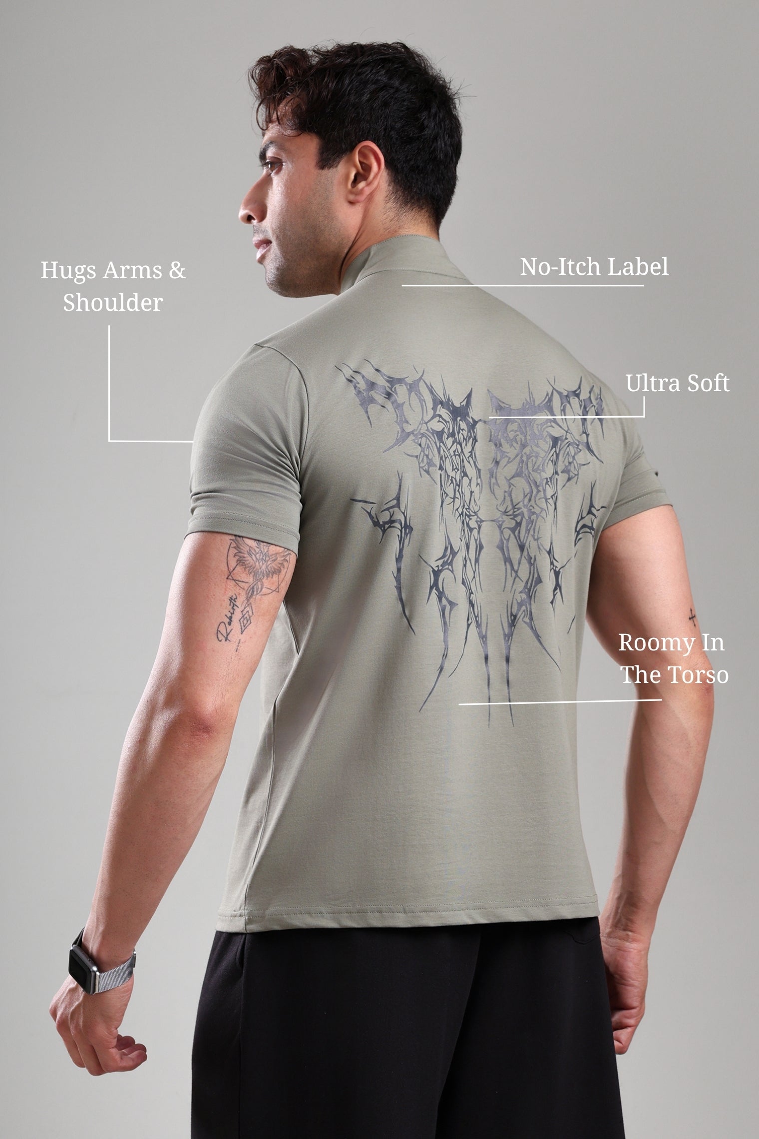 GROW AlphaFlex Quarter Zip Tshirt Mid Grey