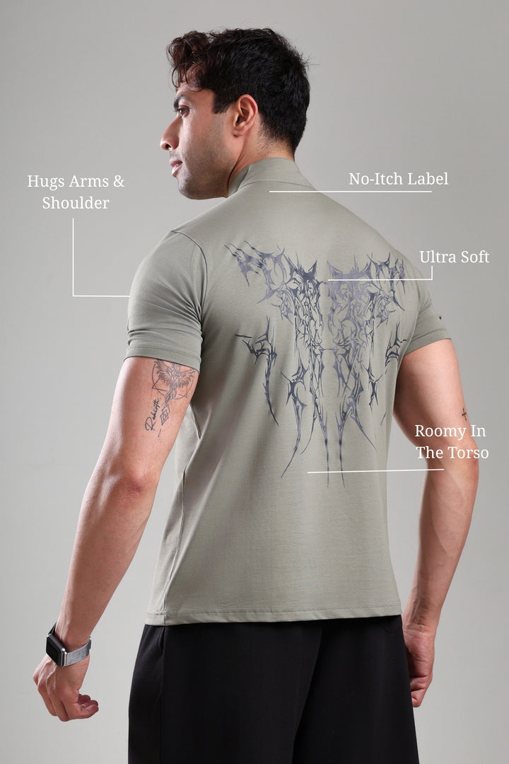 GROW AlphaFlex Quarter Zip Tshirt Mid Grey