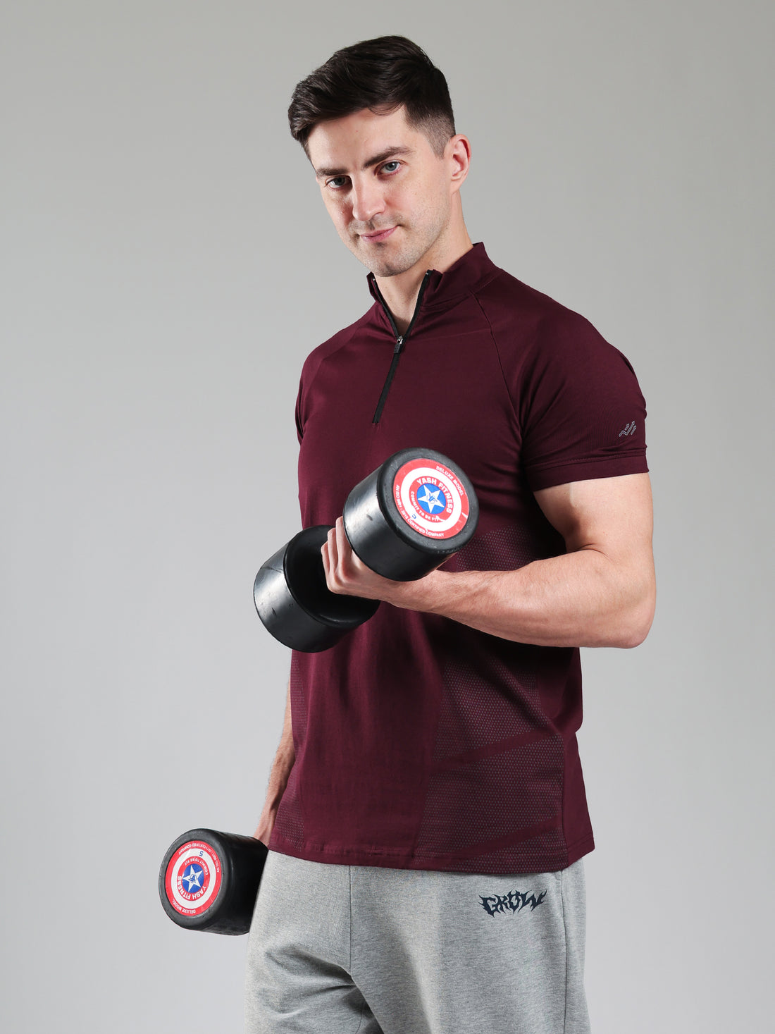 Half Quarter Zip Performance T-Shirt Wine