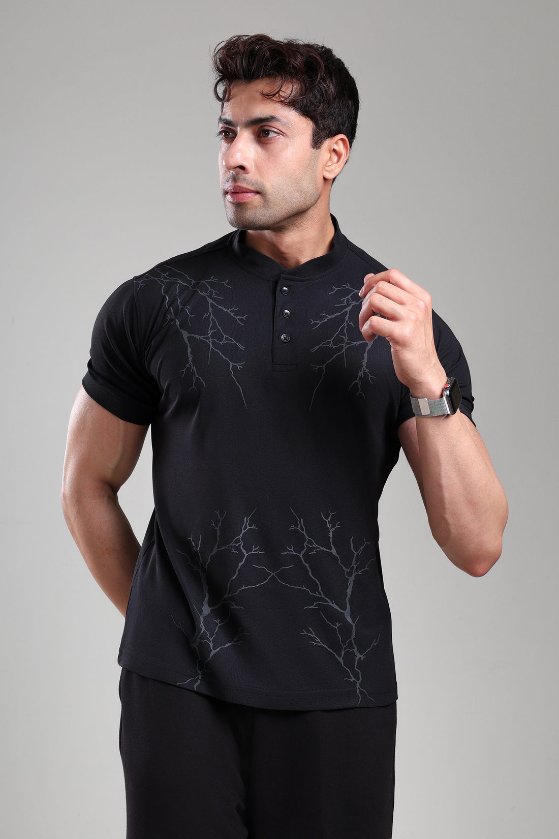 GROW Luxe Henley T-Shirt Black