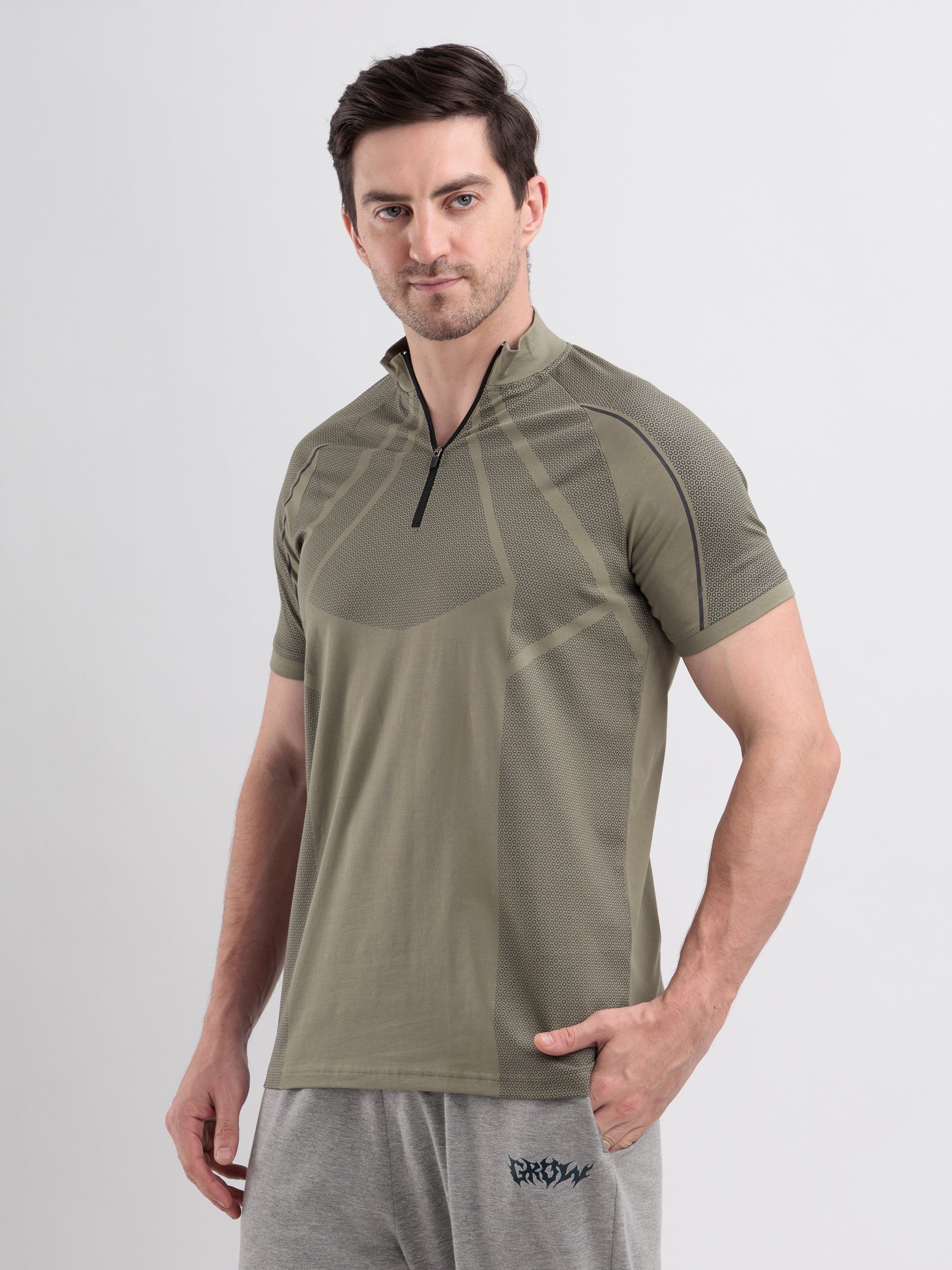 GROW Elevate Quarter Zip Tee Mid Grey