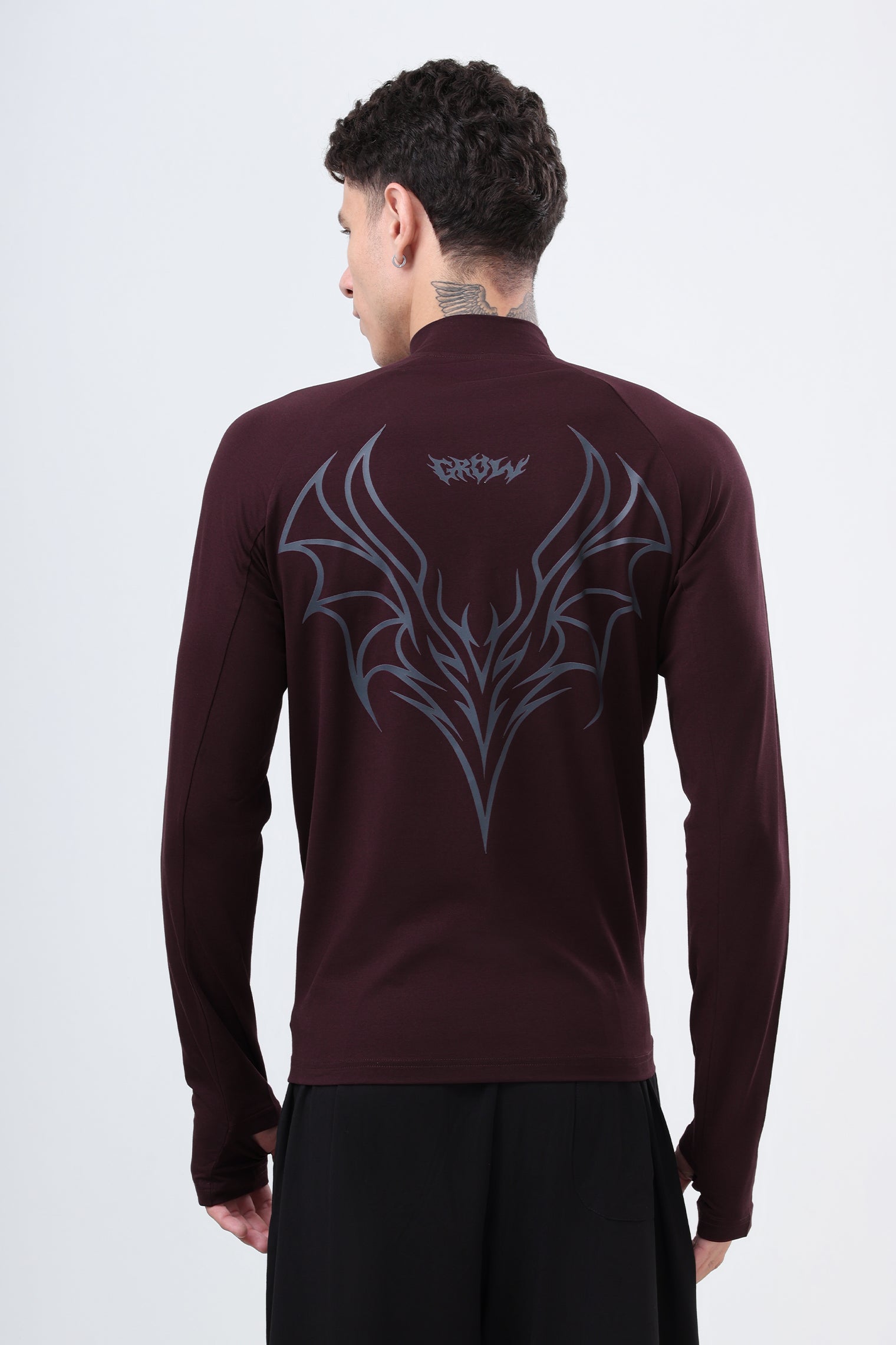 Quarter Zip T-Shirt (Cotton Feel) Wine