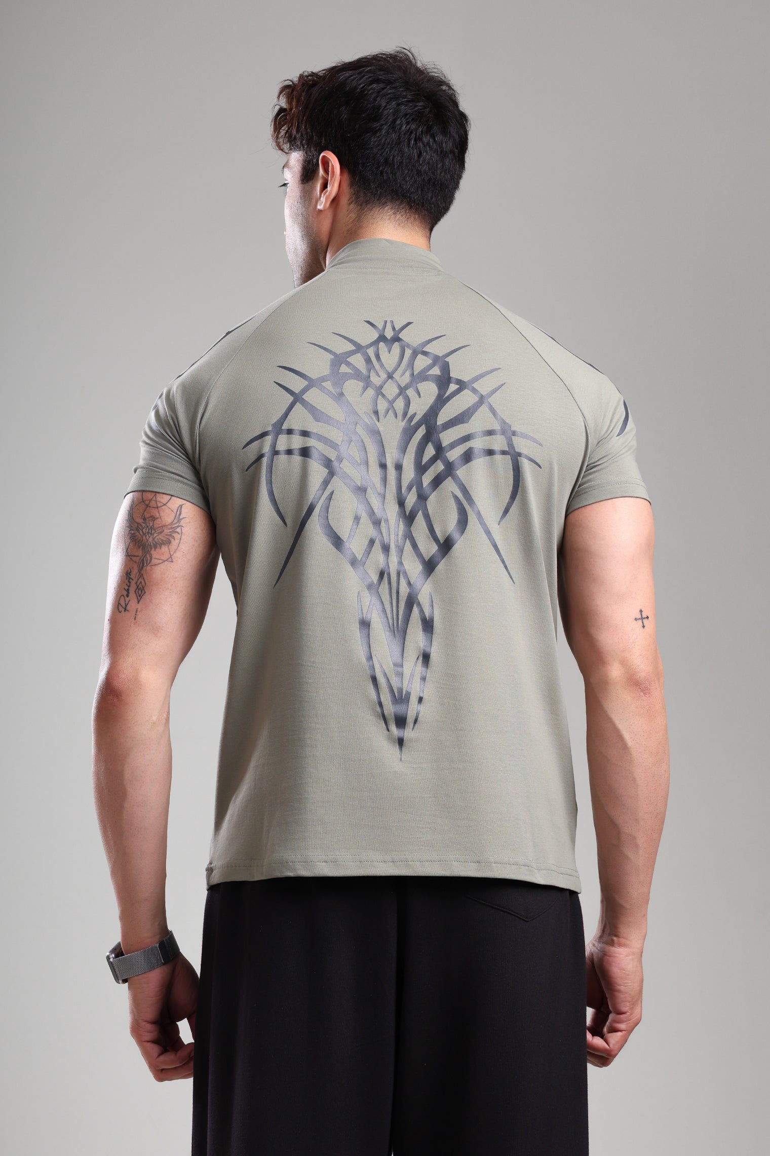 GROW ShadowTribe Zip Tshirt Mid grey