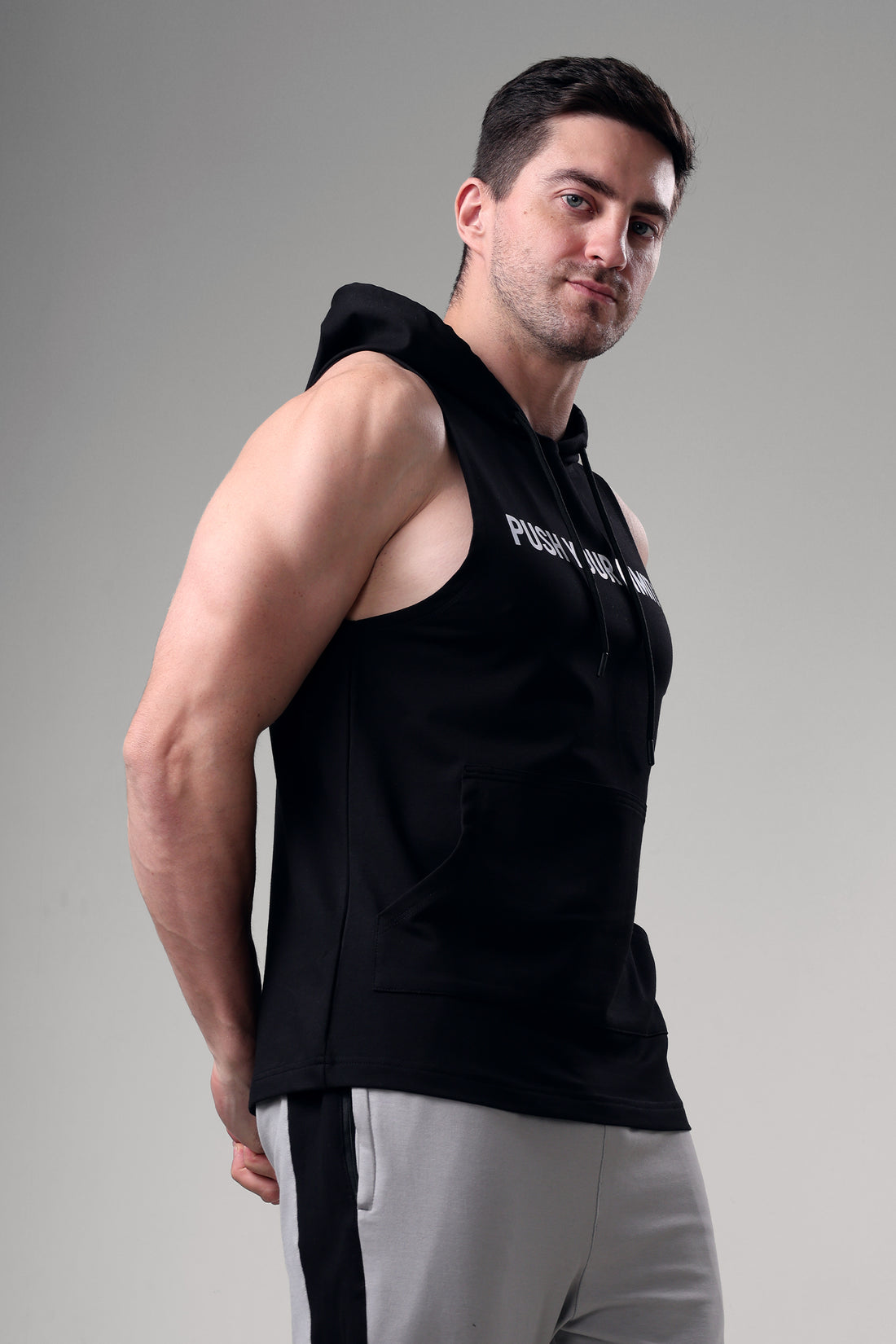Push Sleeveless Hoodie Black