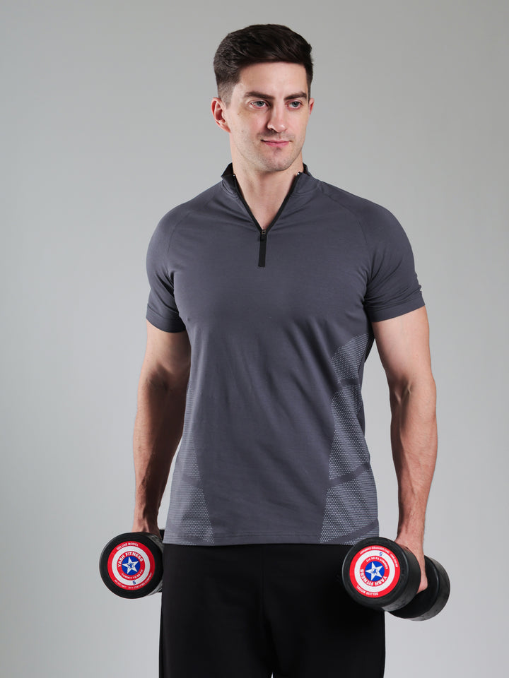 Half Quarter Zip Performance T-Shirt Dark Grey