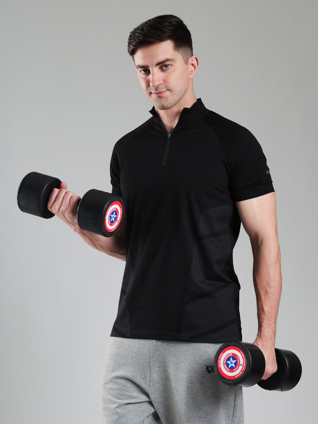 Half Quarter Zip Performance T-Shirt Black