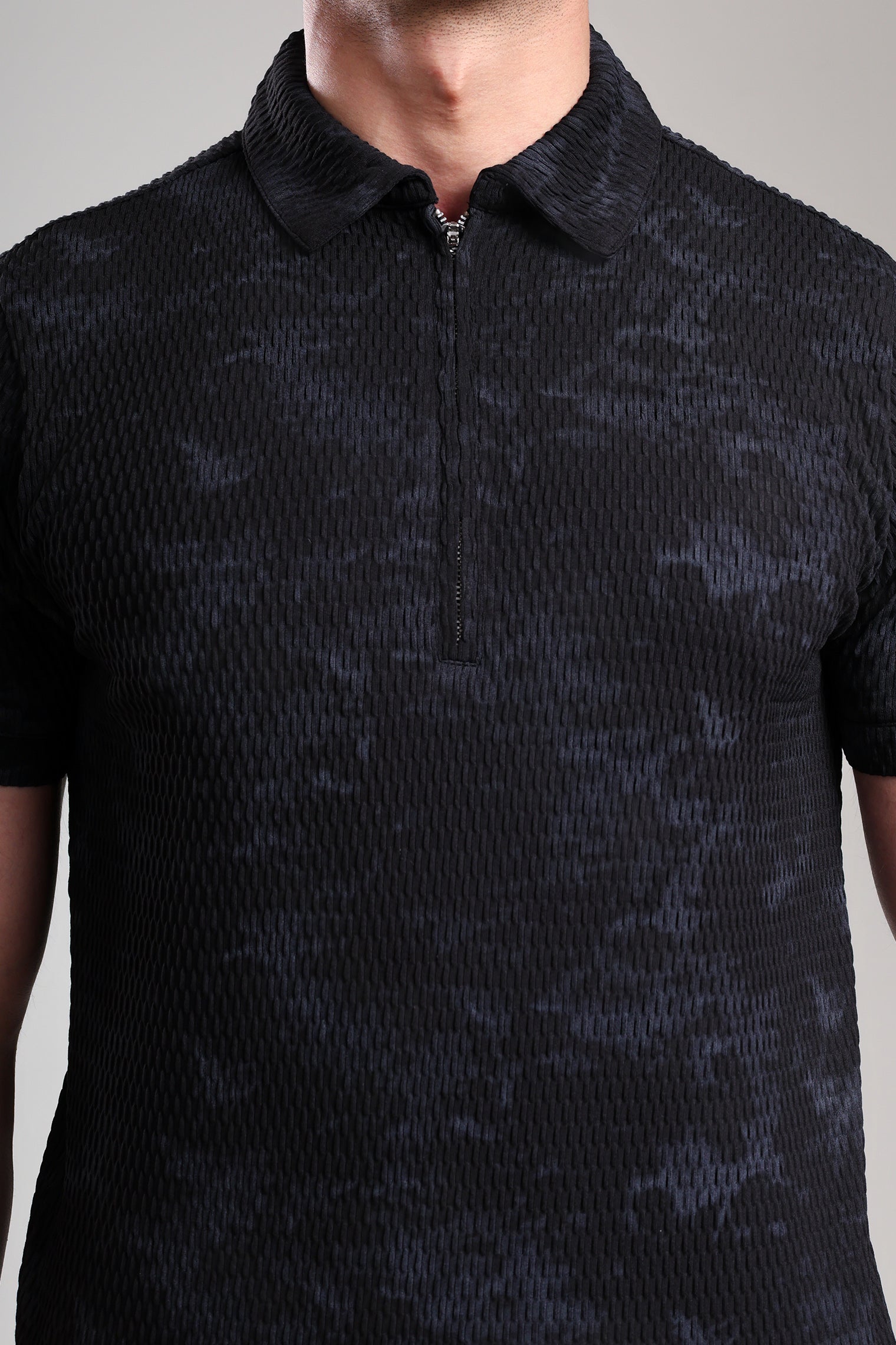 GROW Textured Polo Tee Black