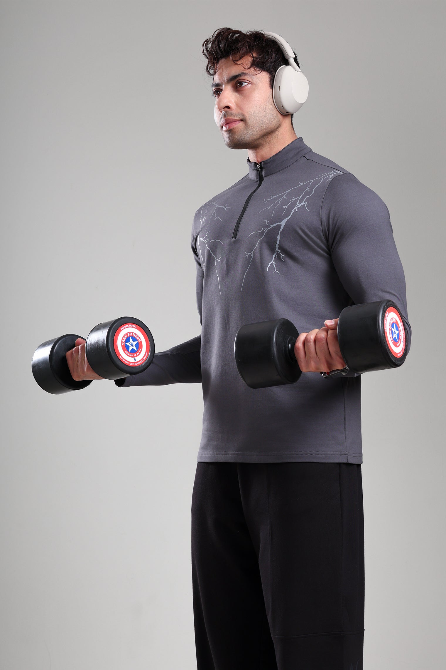 GROW ThunderFlex Zip Tshirt Dark Grey