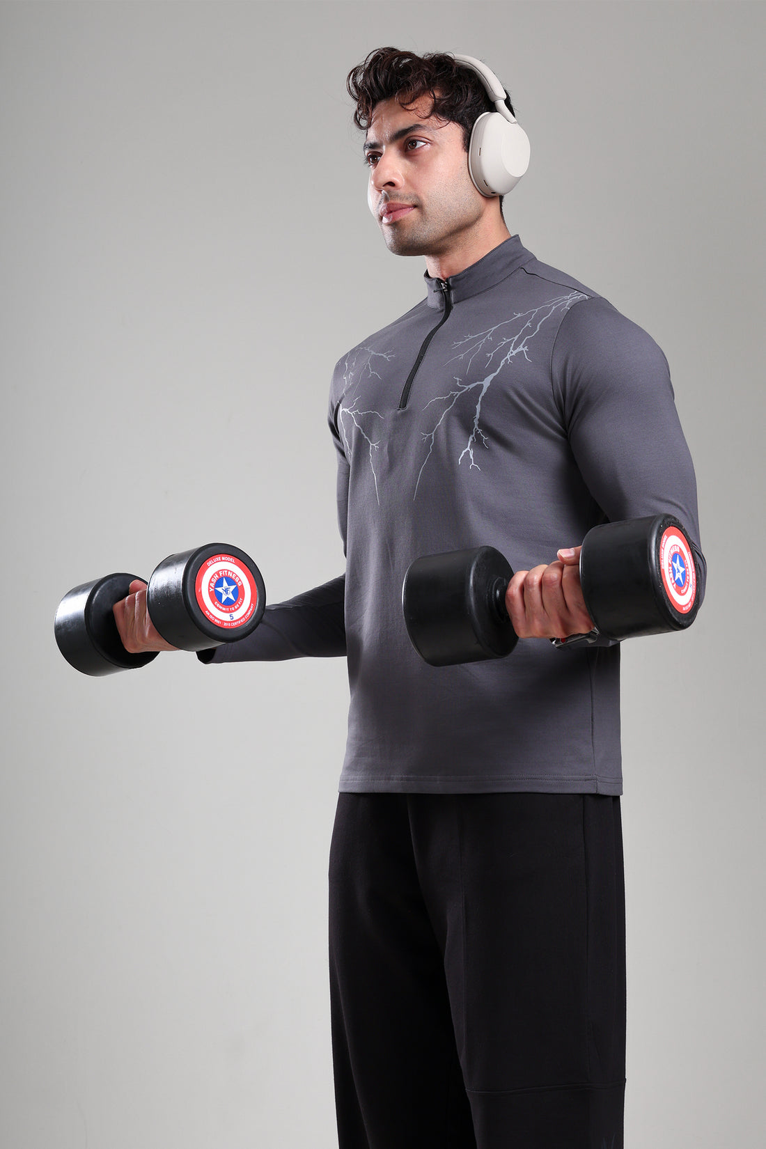 GROW ThunderFlex Zip Tshirt Dark Grey