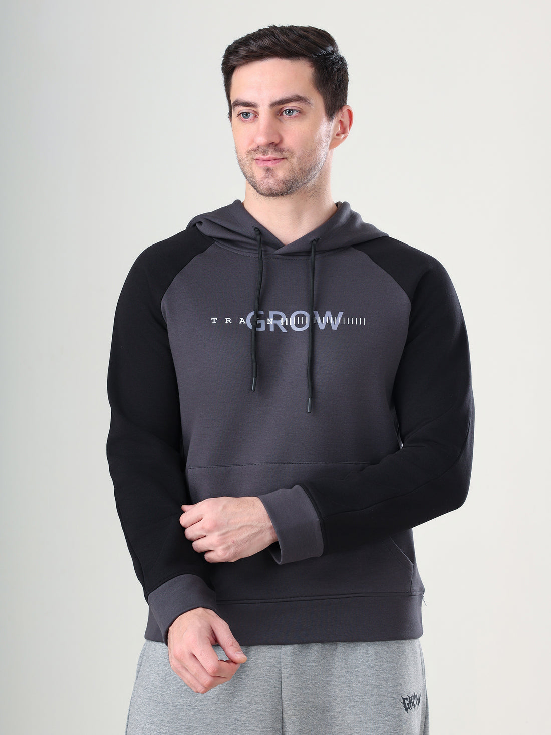 Grow Raglan Comfy Hoodie Dark Grey