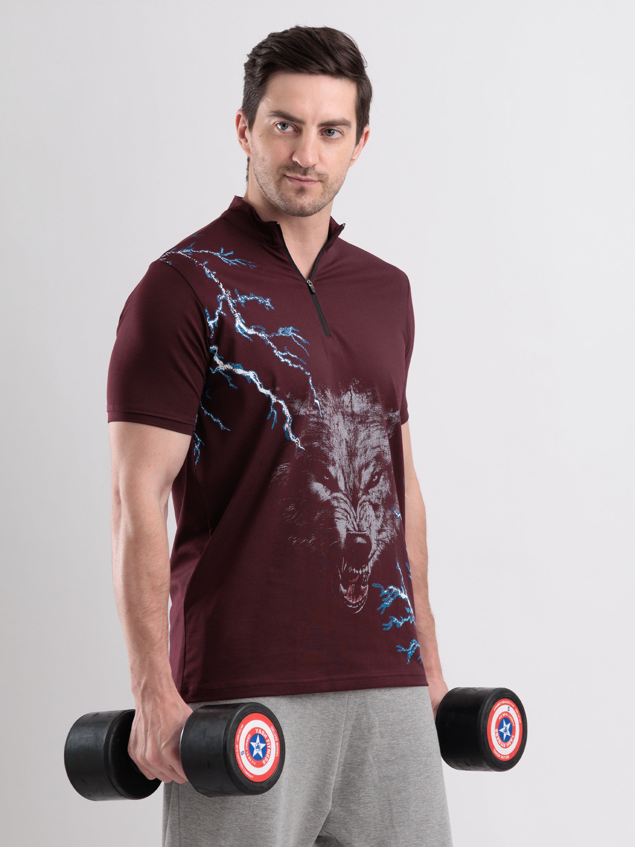 Thunderwolf Quarter Zip Tshirt Wine