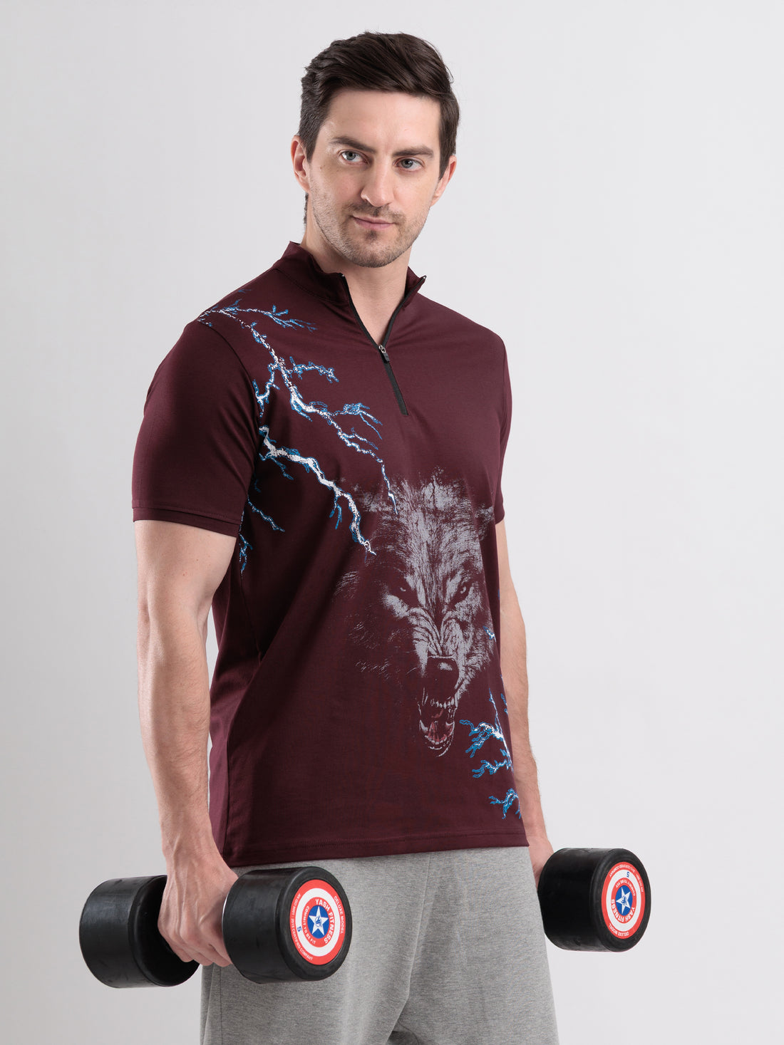 Thunderwolf Quarter Zip Tshirt Wine