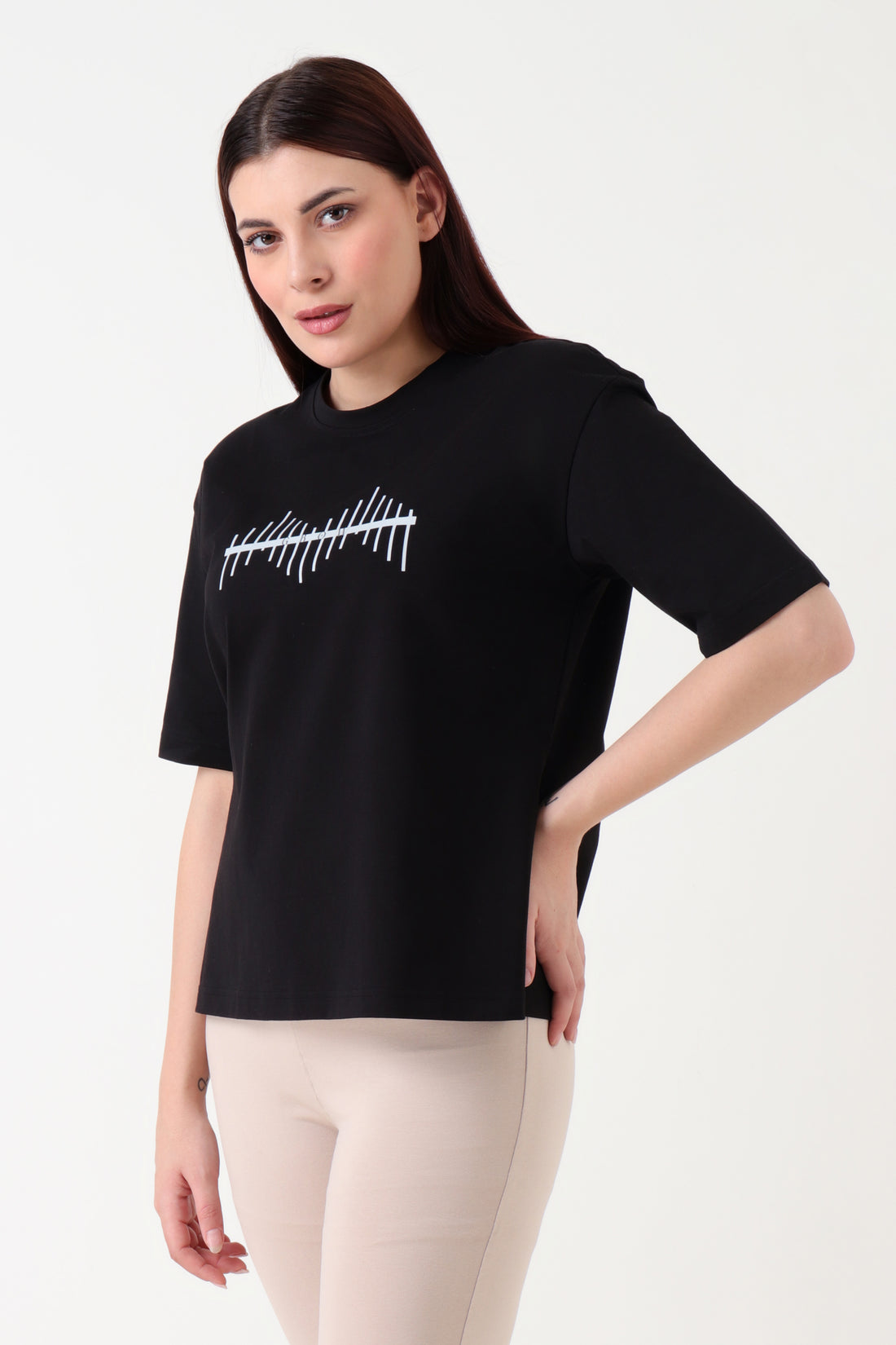 Oversized Slit Tshirt Black