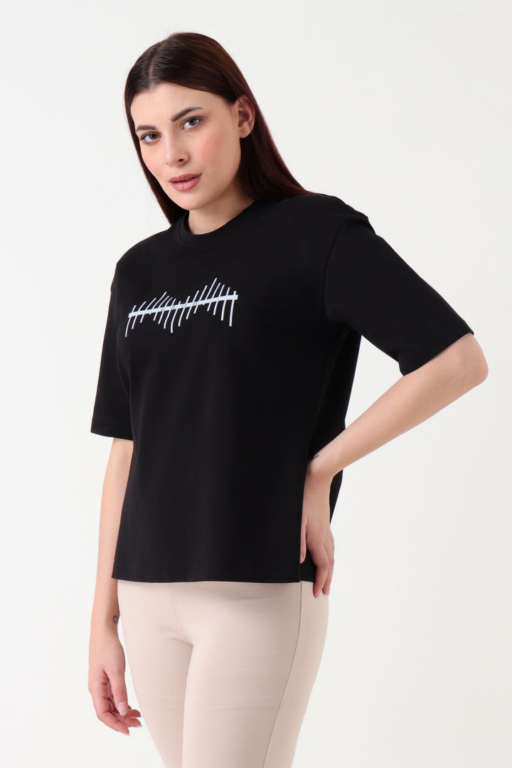 Oversized Slit Tshirt Black