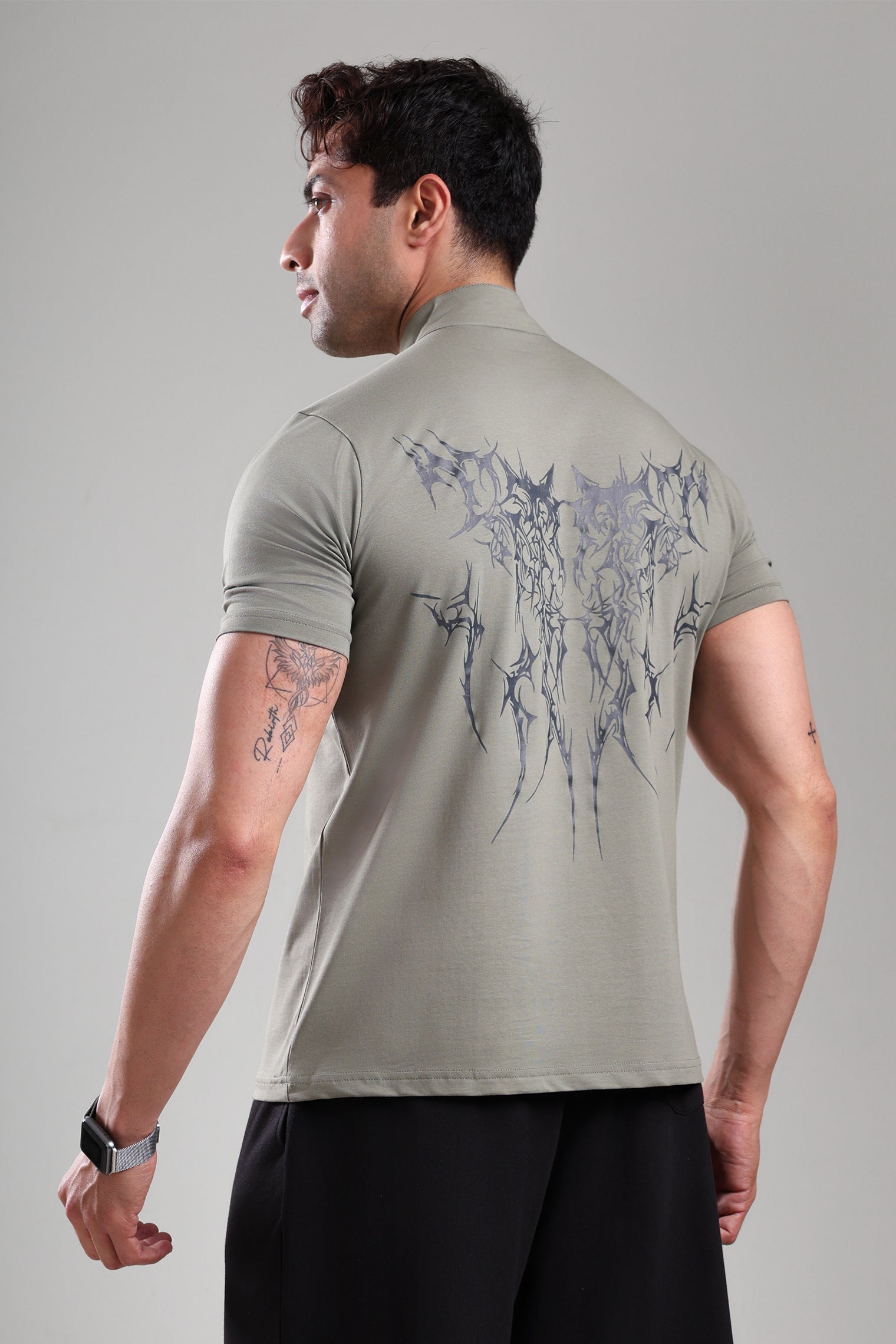 GROW AlphaFlex Quarter Zip Tshirt Mid Grey