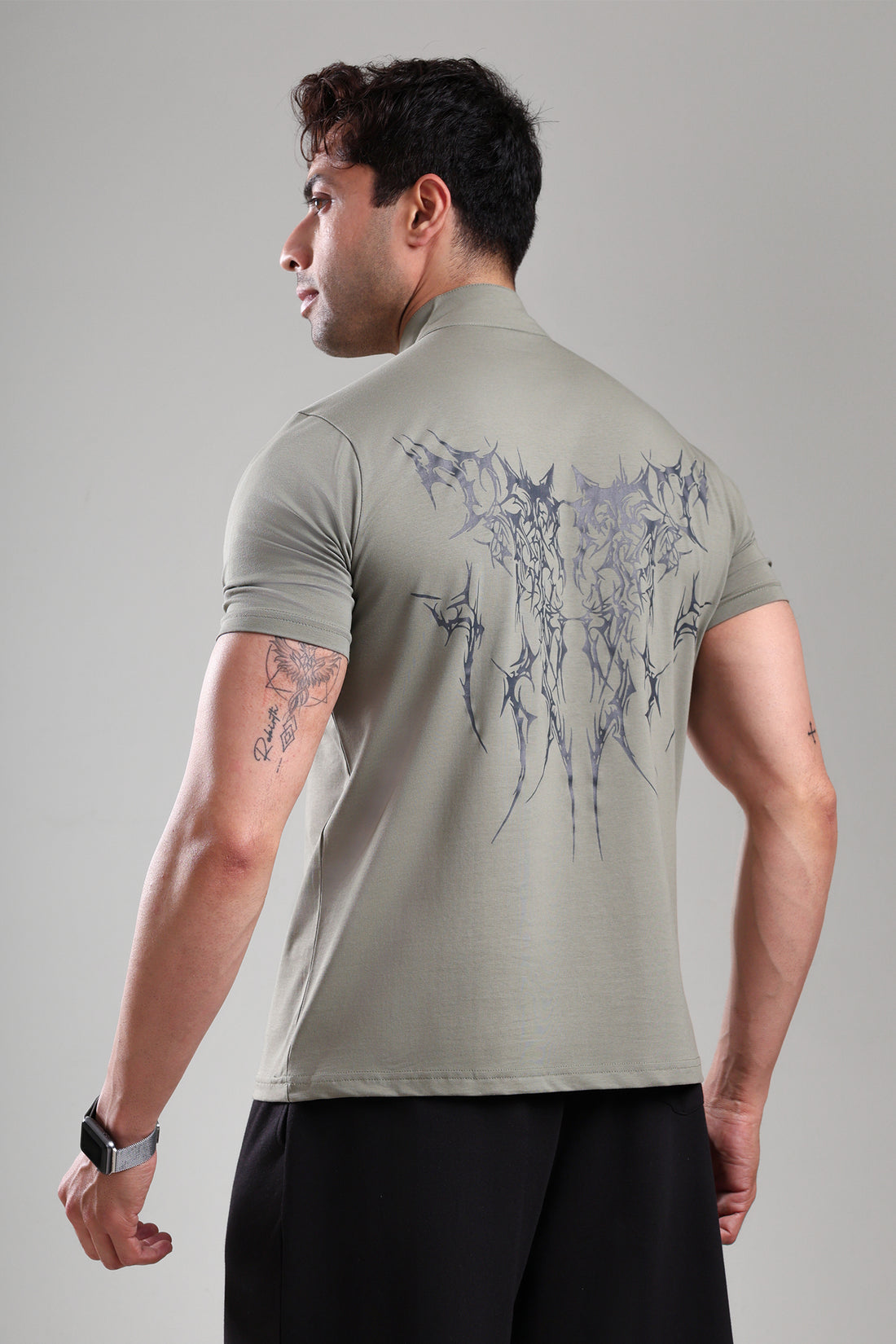 GROW AlphaFlex Quarter Zip Tshirt Mid Grey