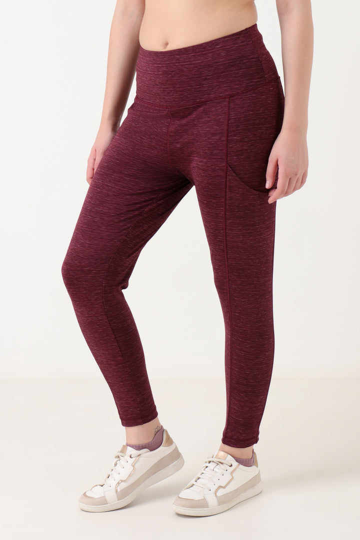 Melange Leggings Maroon