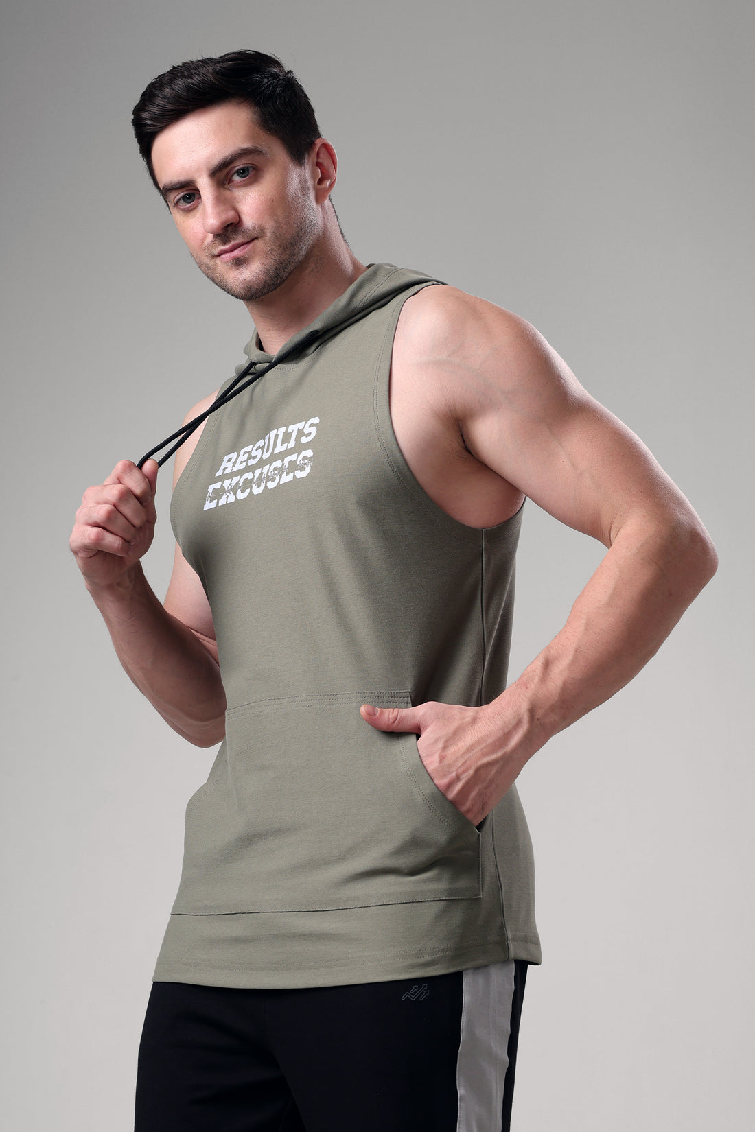 Results Sleeveless Hoodie Mid Grey