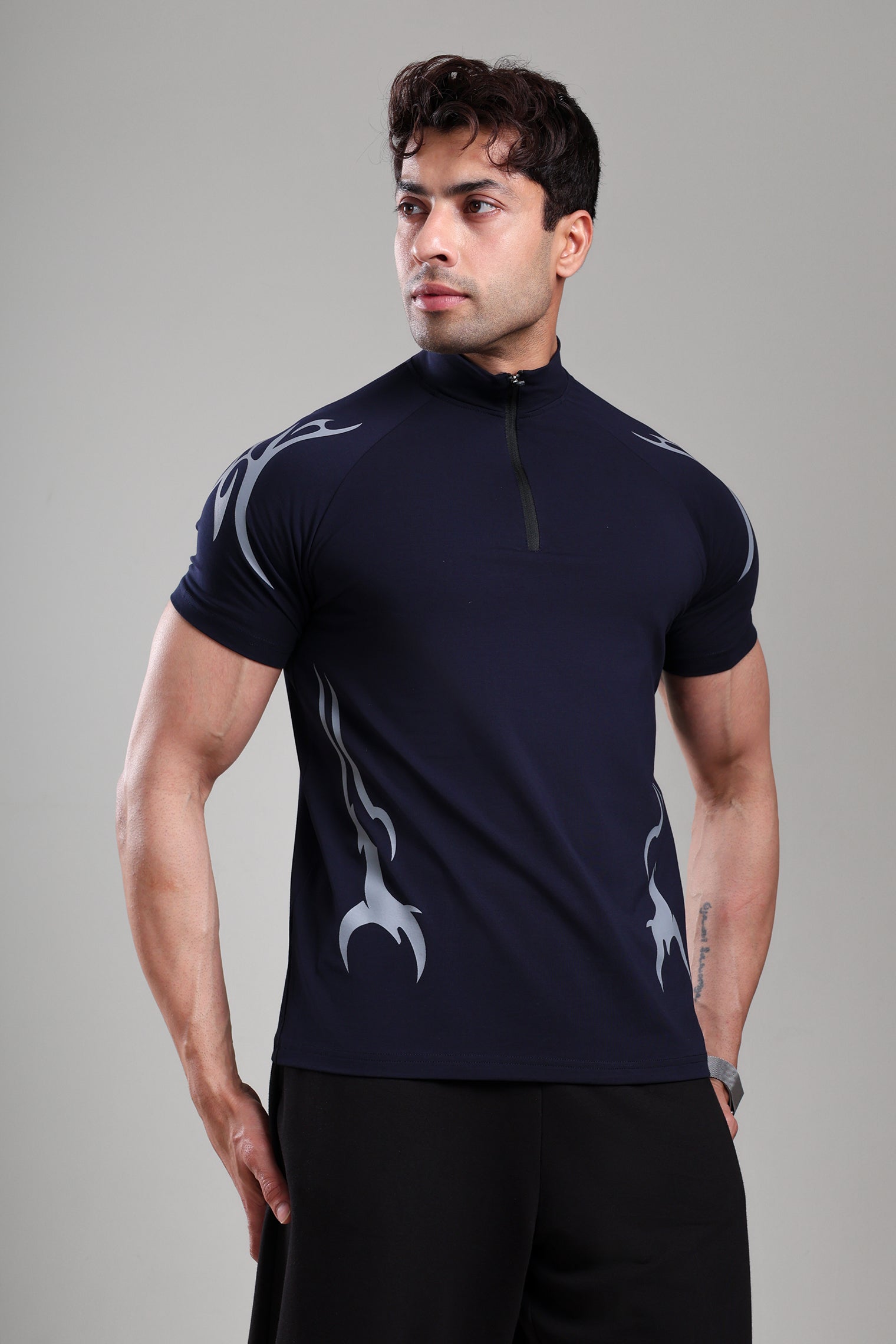 GROW ShadowTribe Zip Tshirt Navy