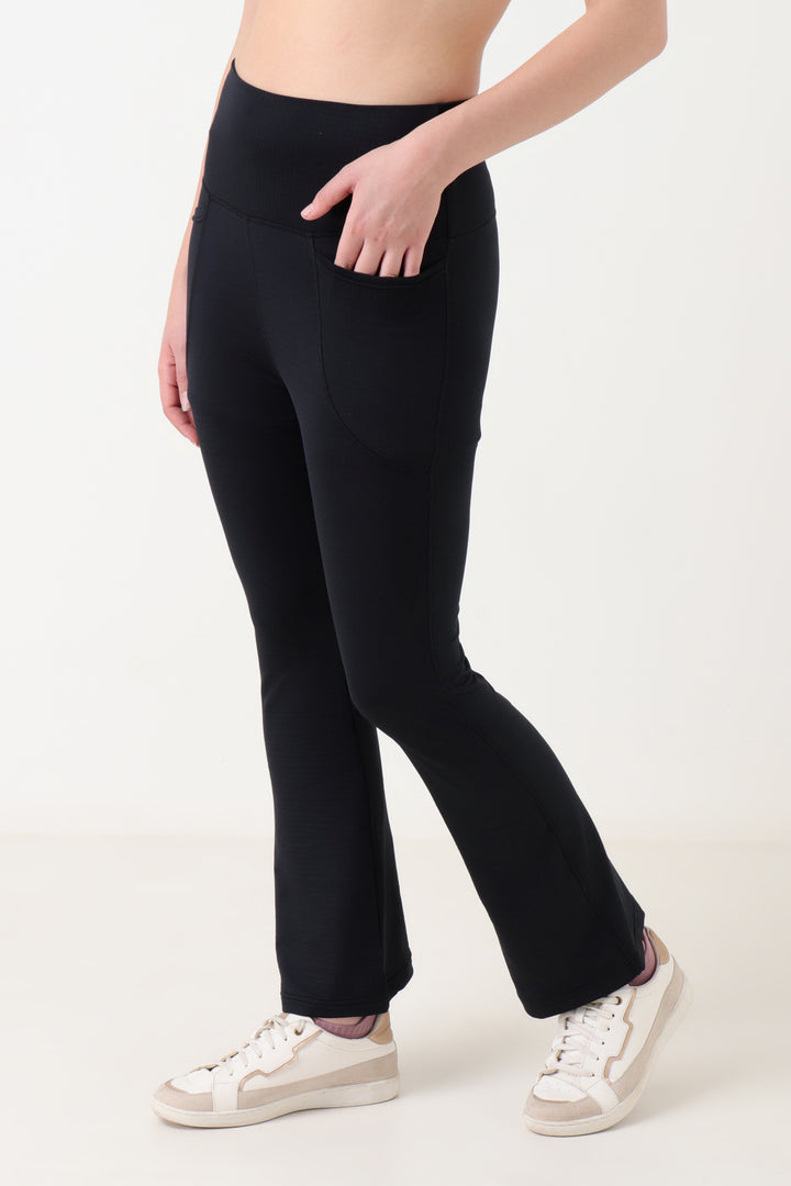 Jacquard Flare Leggings Black
