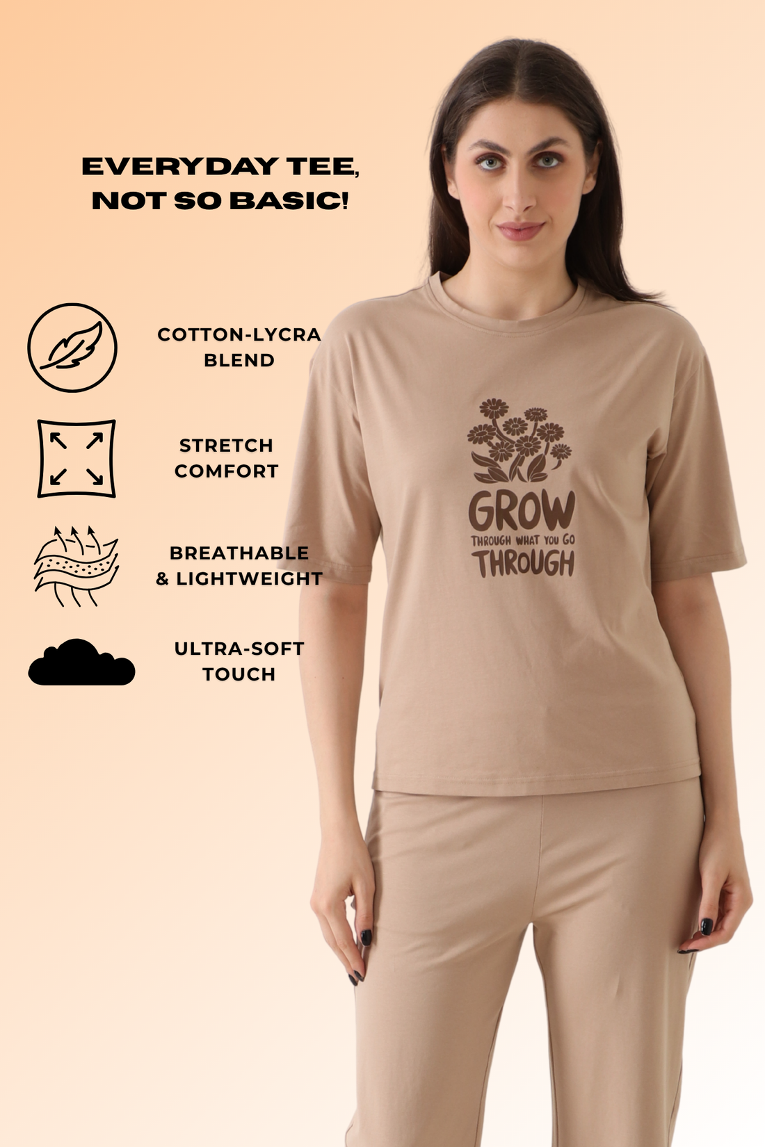Lazee Luxe Tee Barely Beige