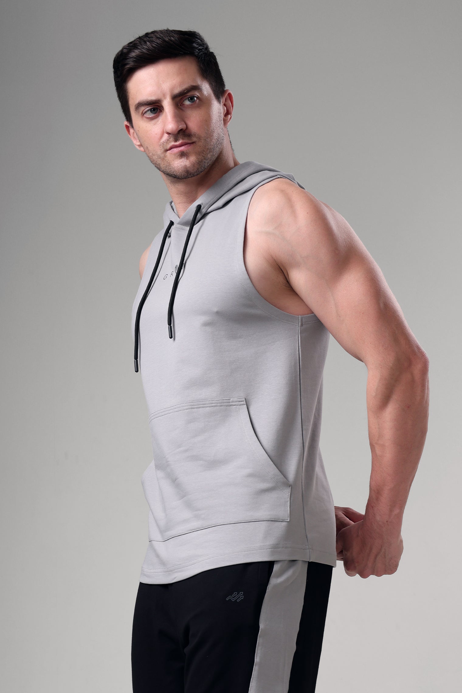 Grow Sleeveless Hoodie Light Grey