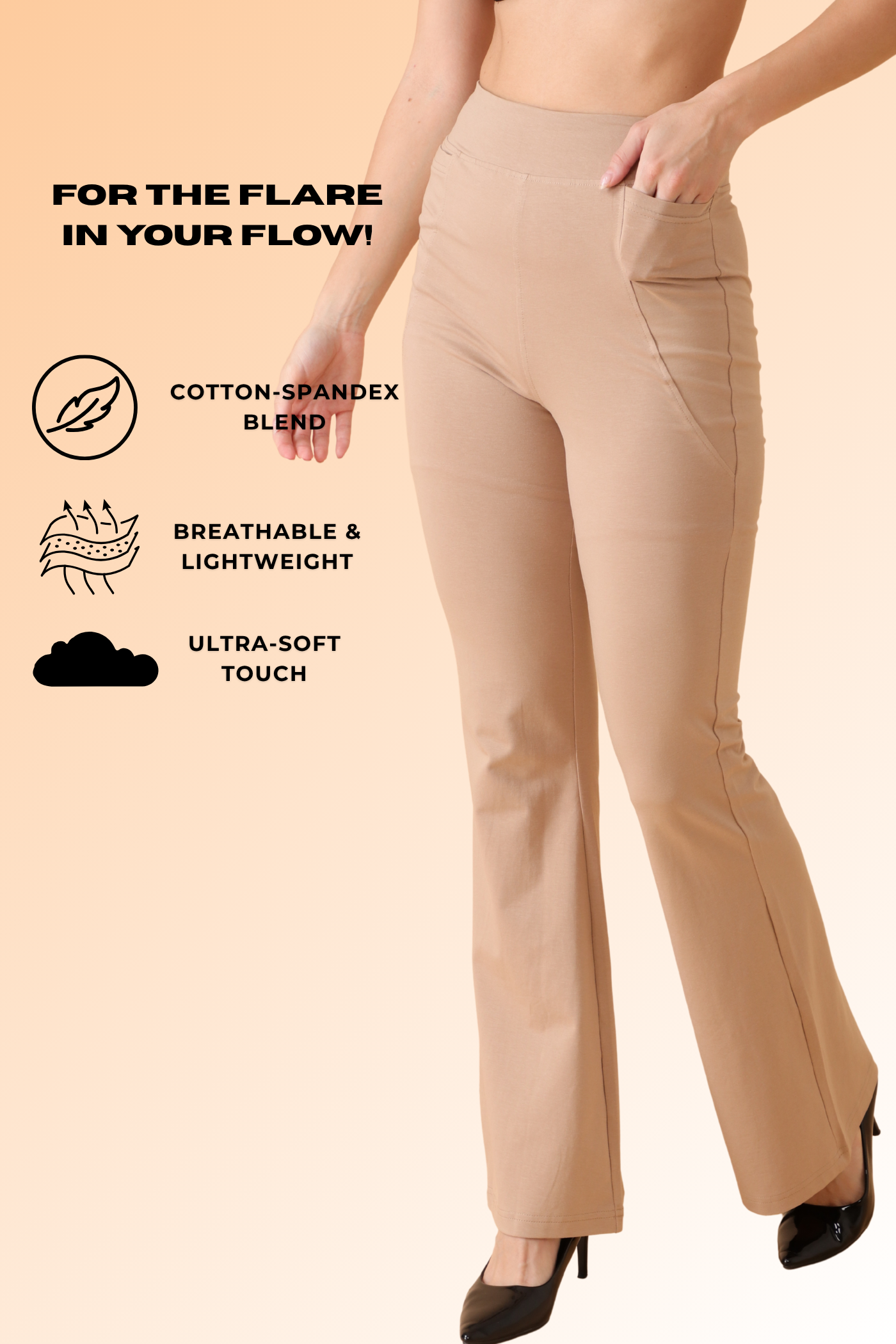 Easy Breezy Flare Pant Beige, Please