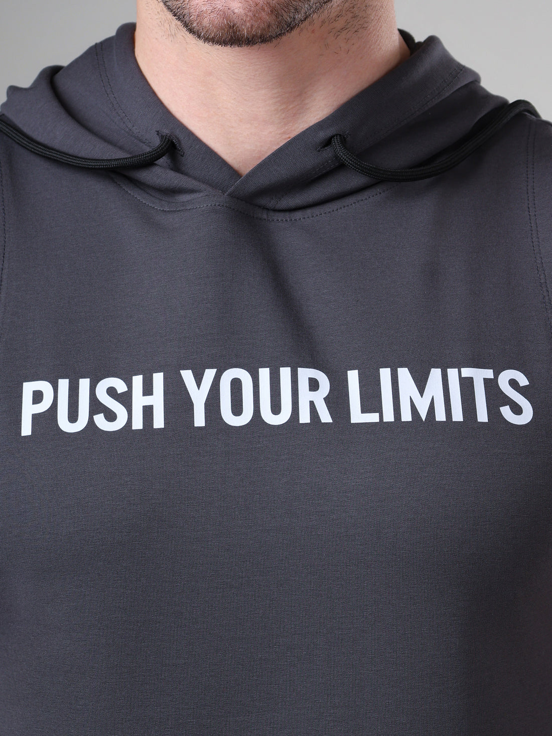 Push Sleeveless Hoodie Dark Grey