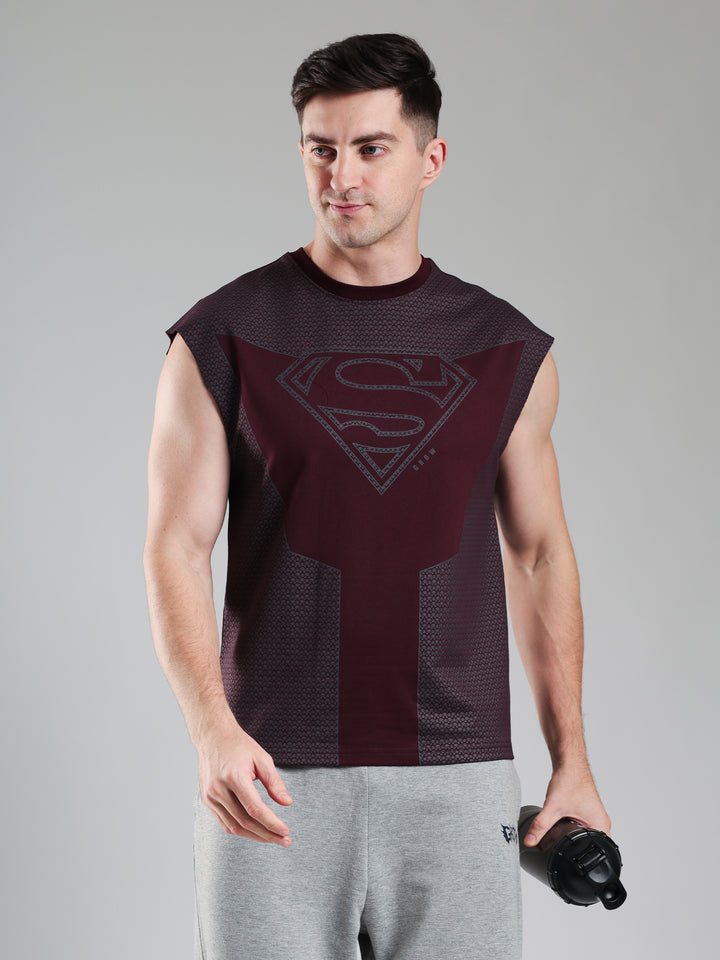 Superman Capsleeves Tee Maroon