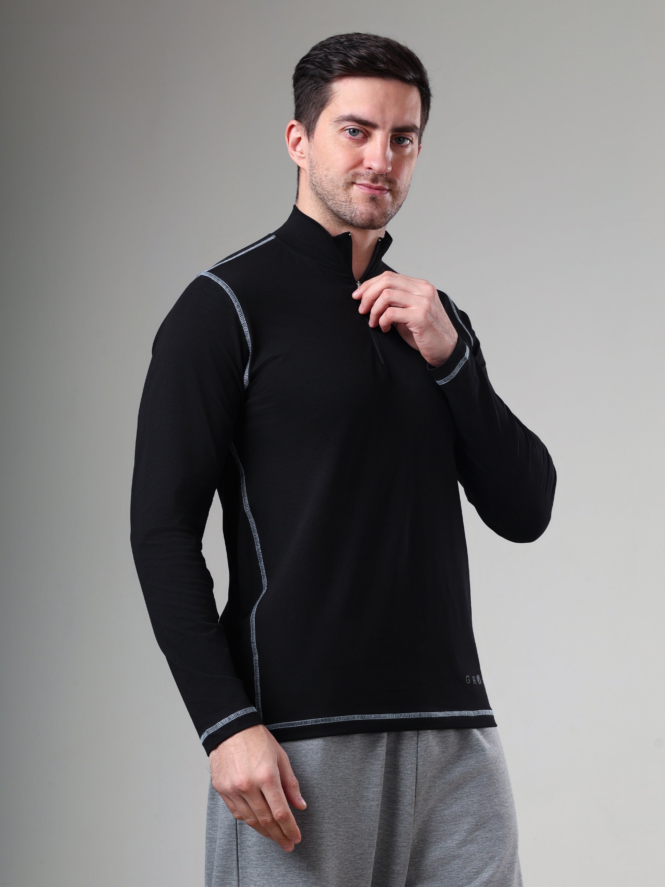 Grow 5T Quarter Zip T-shirt Black/Grey