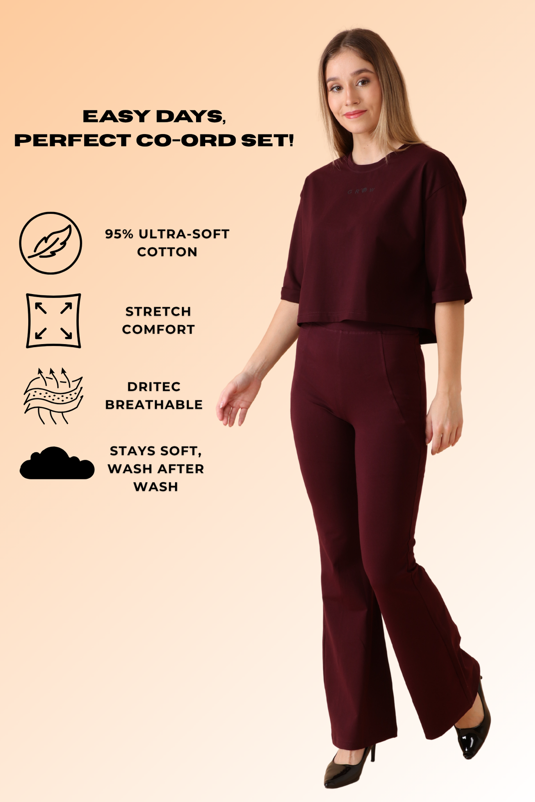 GROW Lounge Luxe Co-ord Set Berry Bold