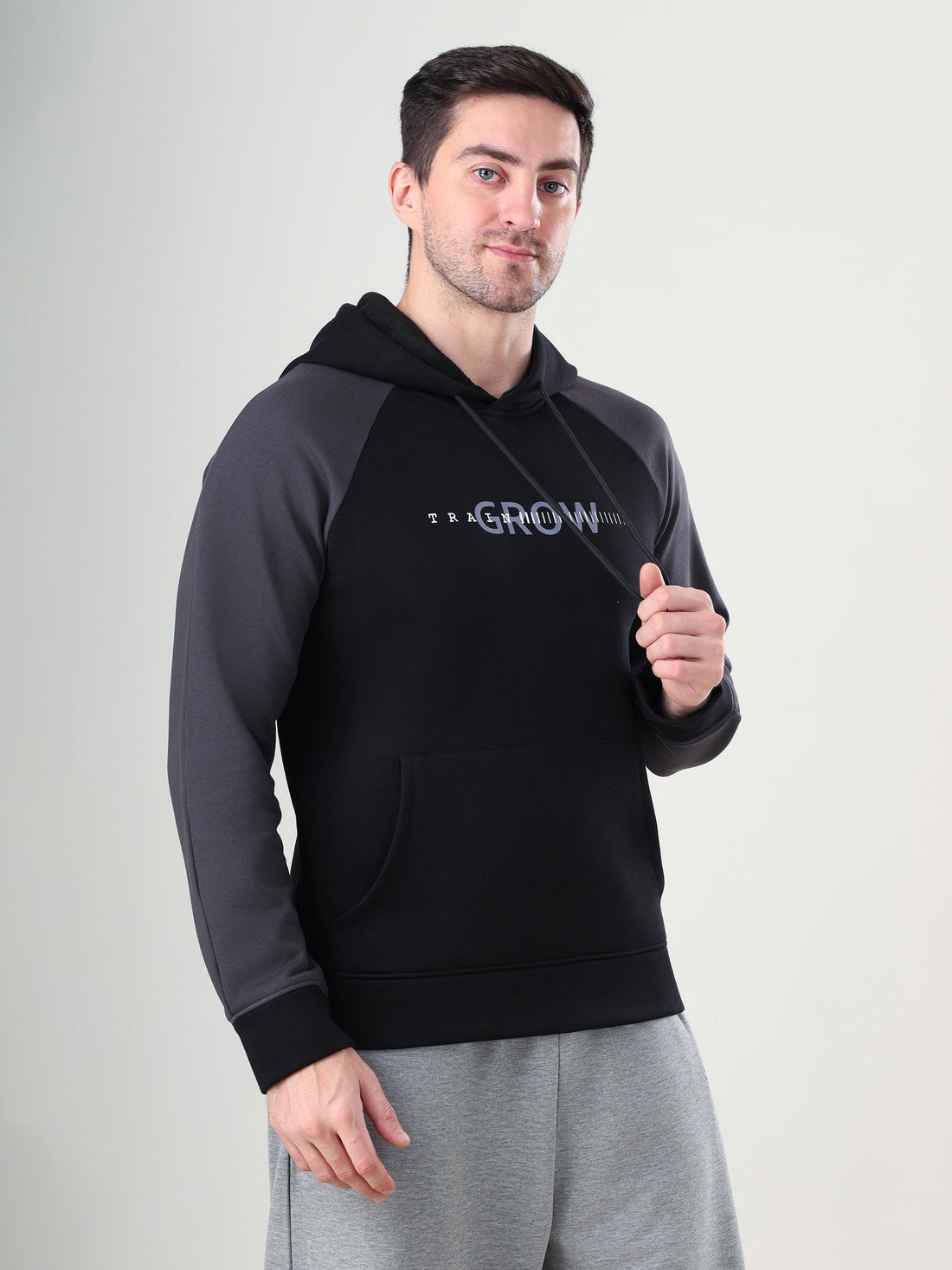 Grow Raglan Comfy Hoodie Black