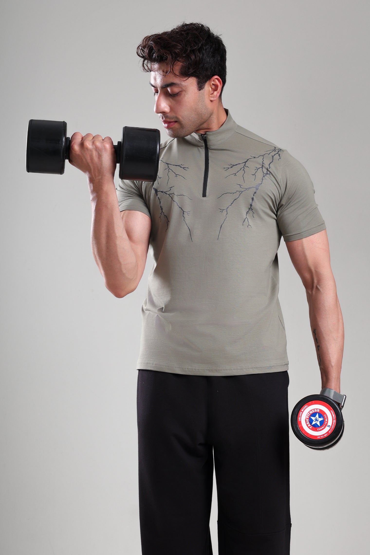 GROW AlphaFlex Quarter Zip Tshirt Mid Grey