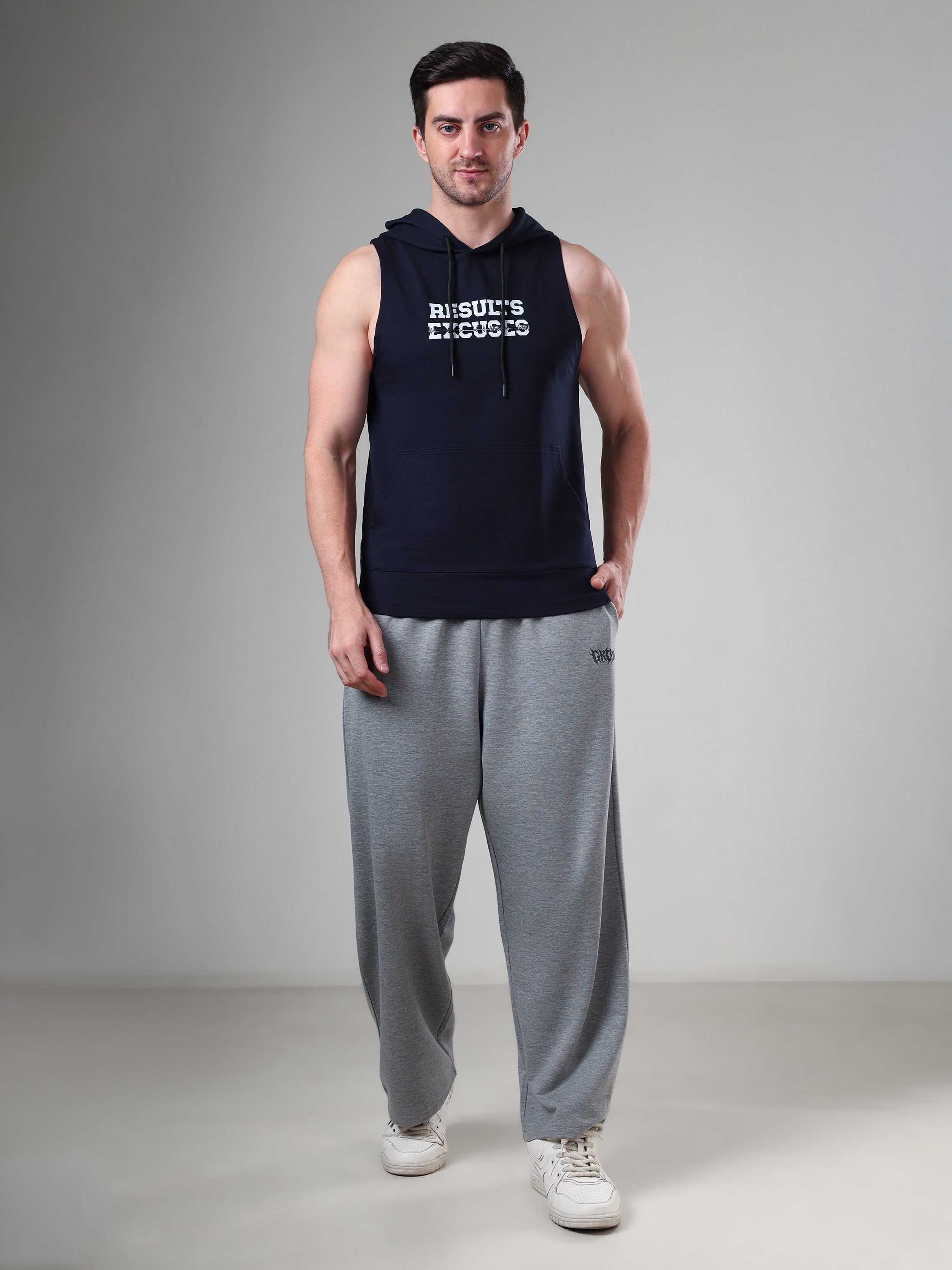 Results Sleeveless Hoodie Navy