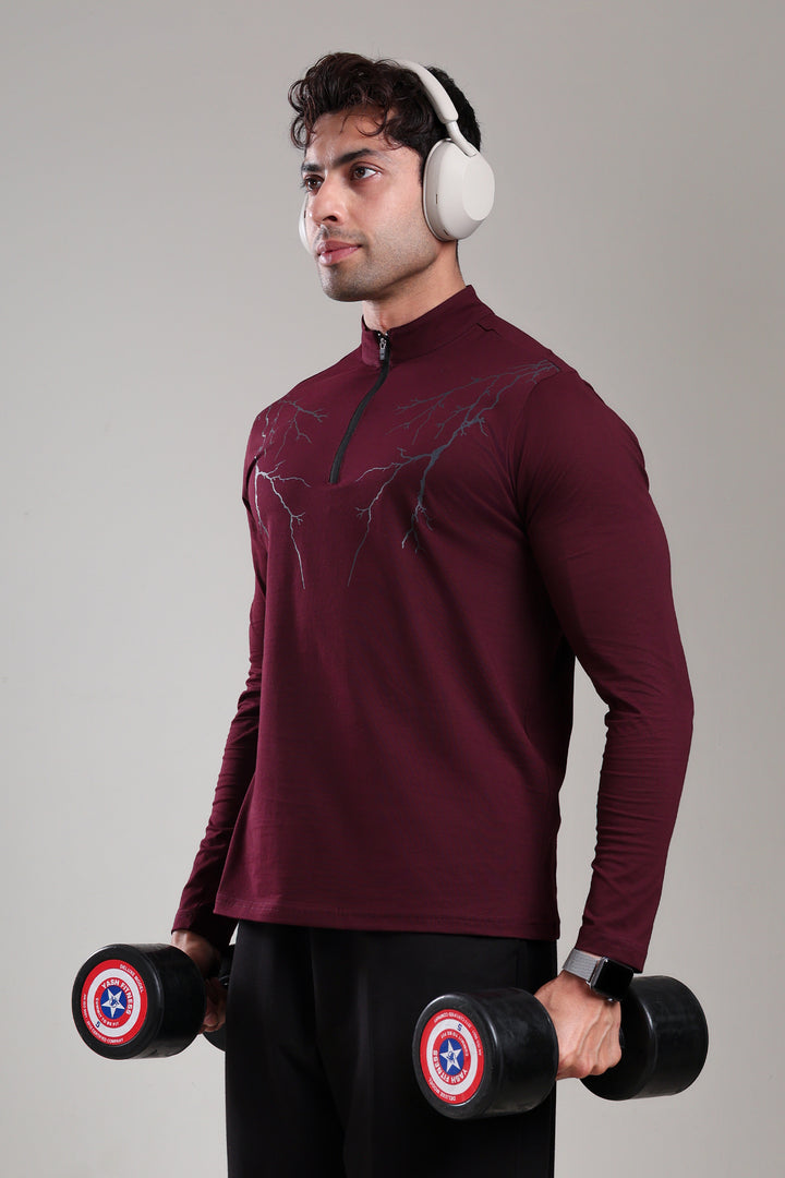 GROW ThunderFlex Zip Tshirt Wine
