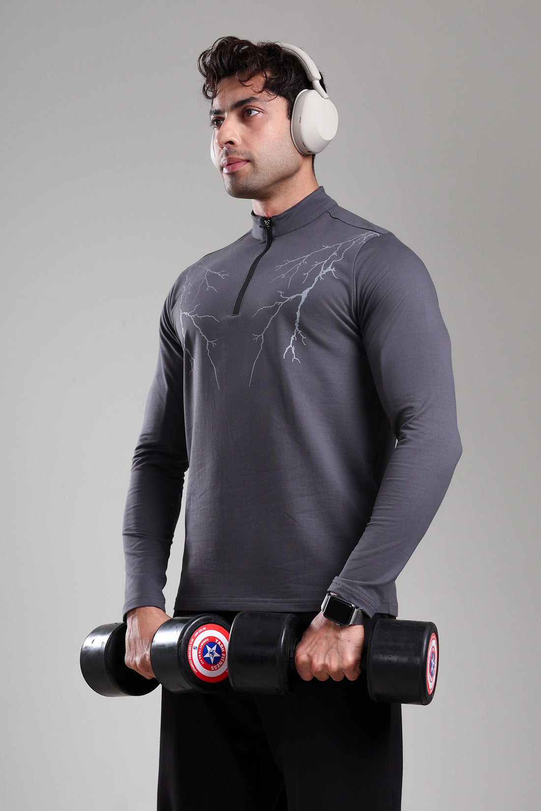GROW ThunderFlex Zip Tshirt Dark Grey