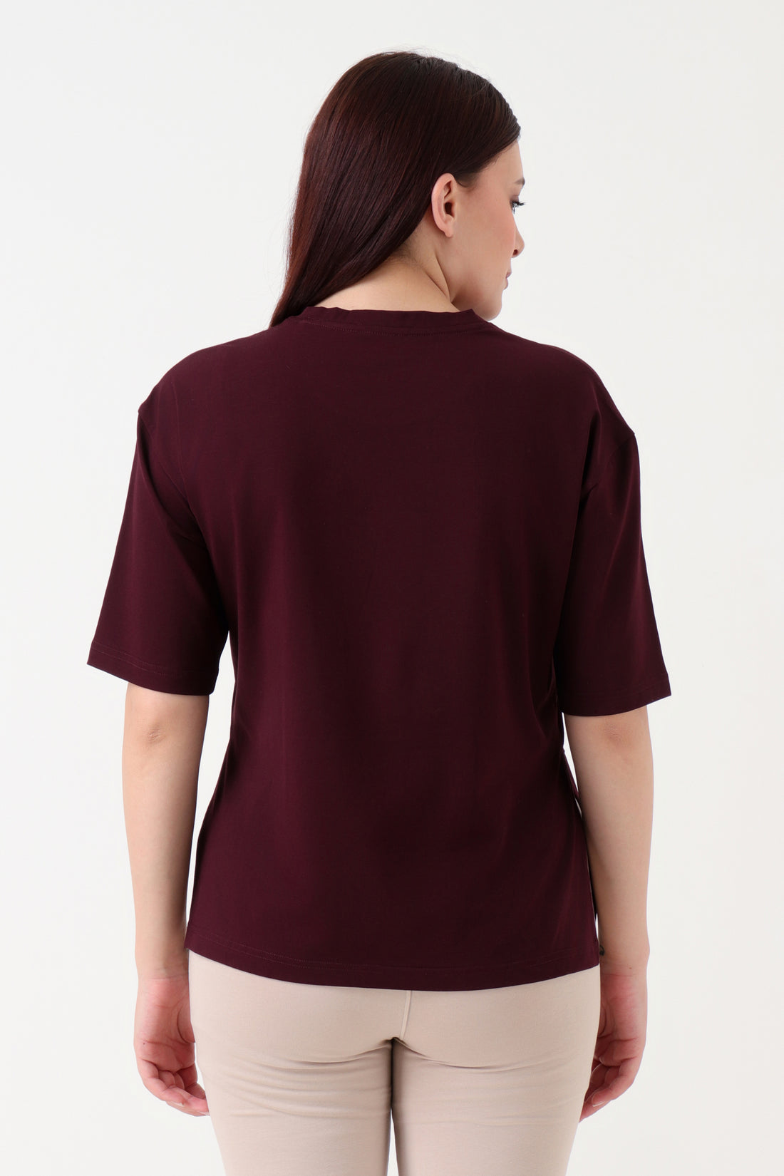 Oversized Slit Tshirt Wine